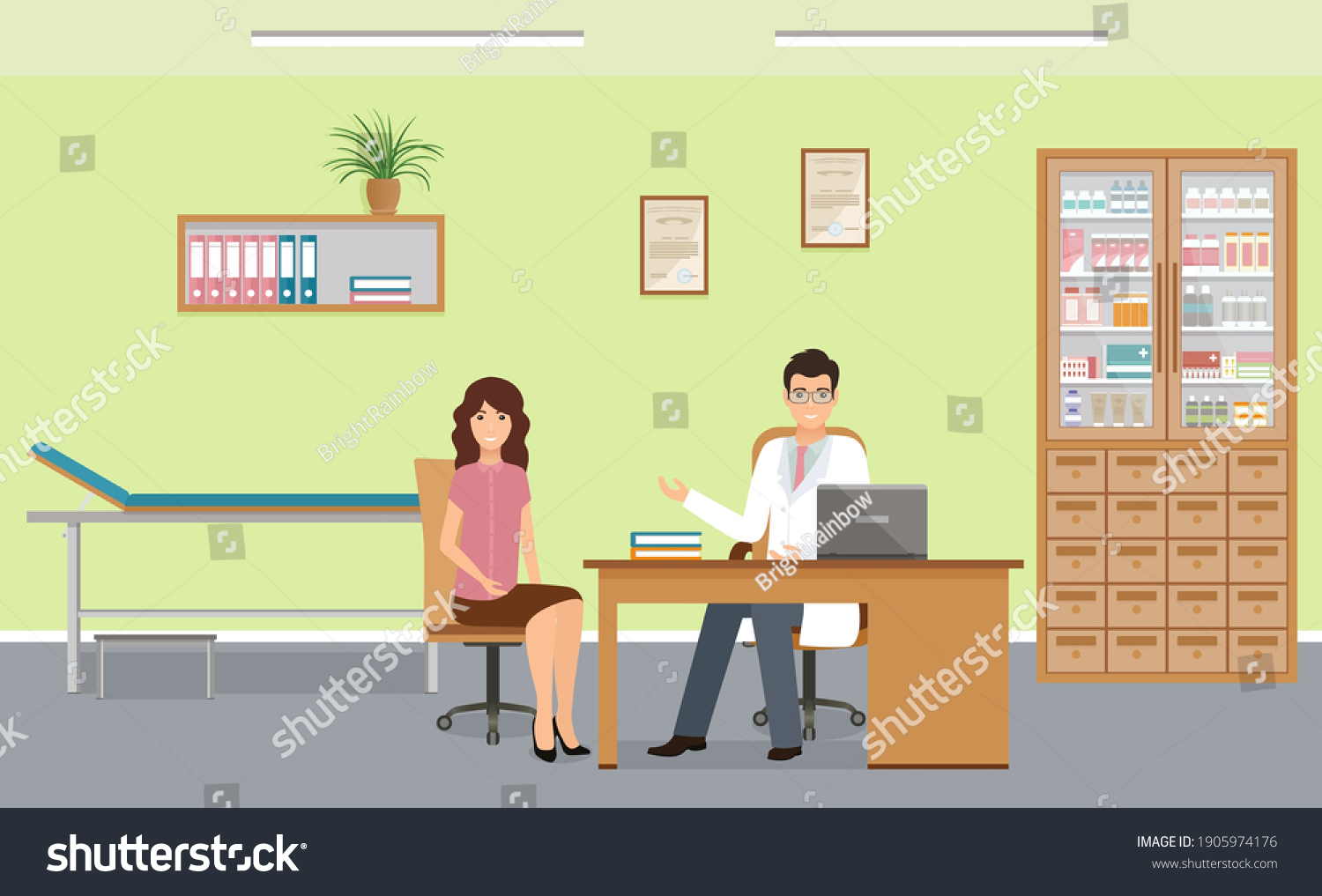 Woman Patient Doctors Consultation Clinic Office Stock Vector (Royalty ...