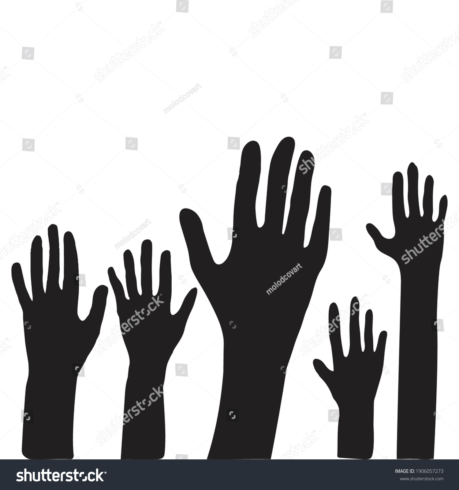 Silhouette Hands On White Background Hand Stock Vector (Royalty Free ...