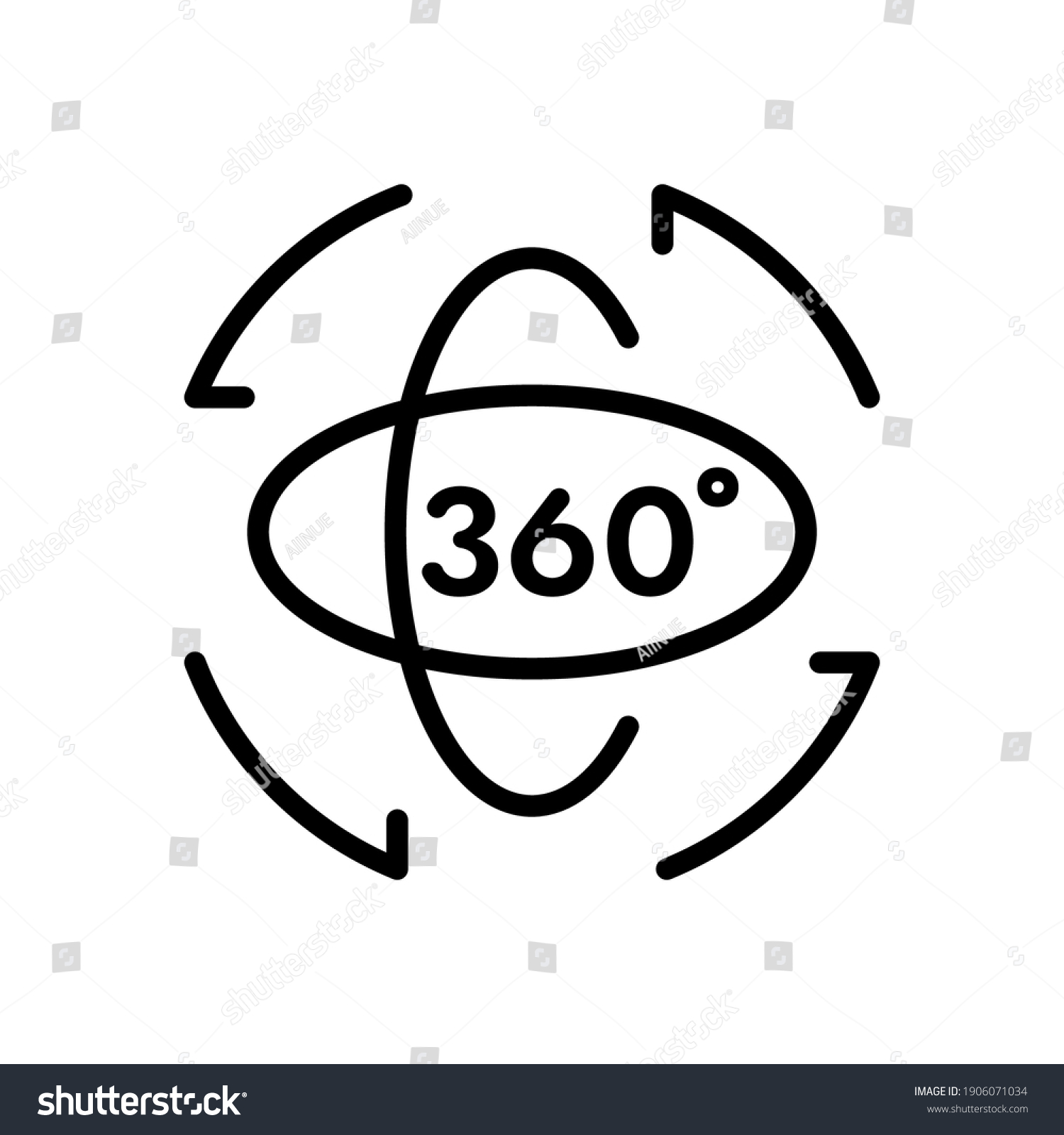 360 Degree Rotation Outline Icon Vector Stock Vector (Royalty Free ...