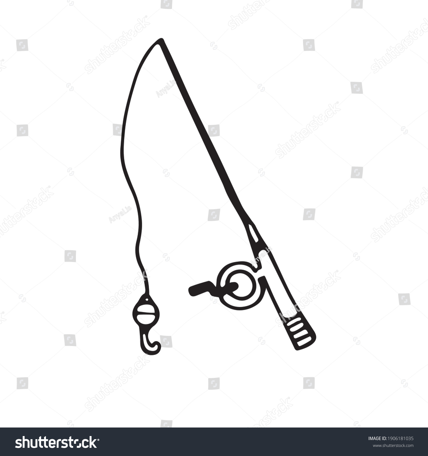 Fishing Rod Doodle Hand Drawn Vector Stock Vector (Royalty Free ...