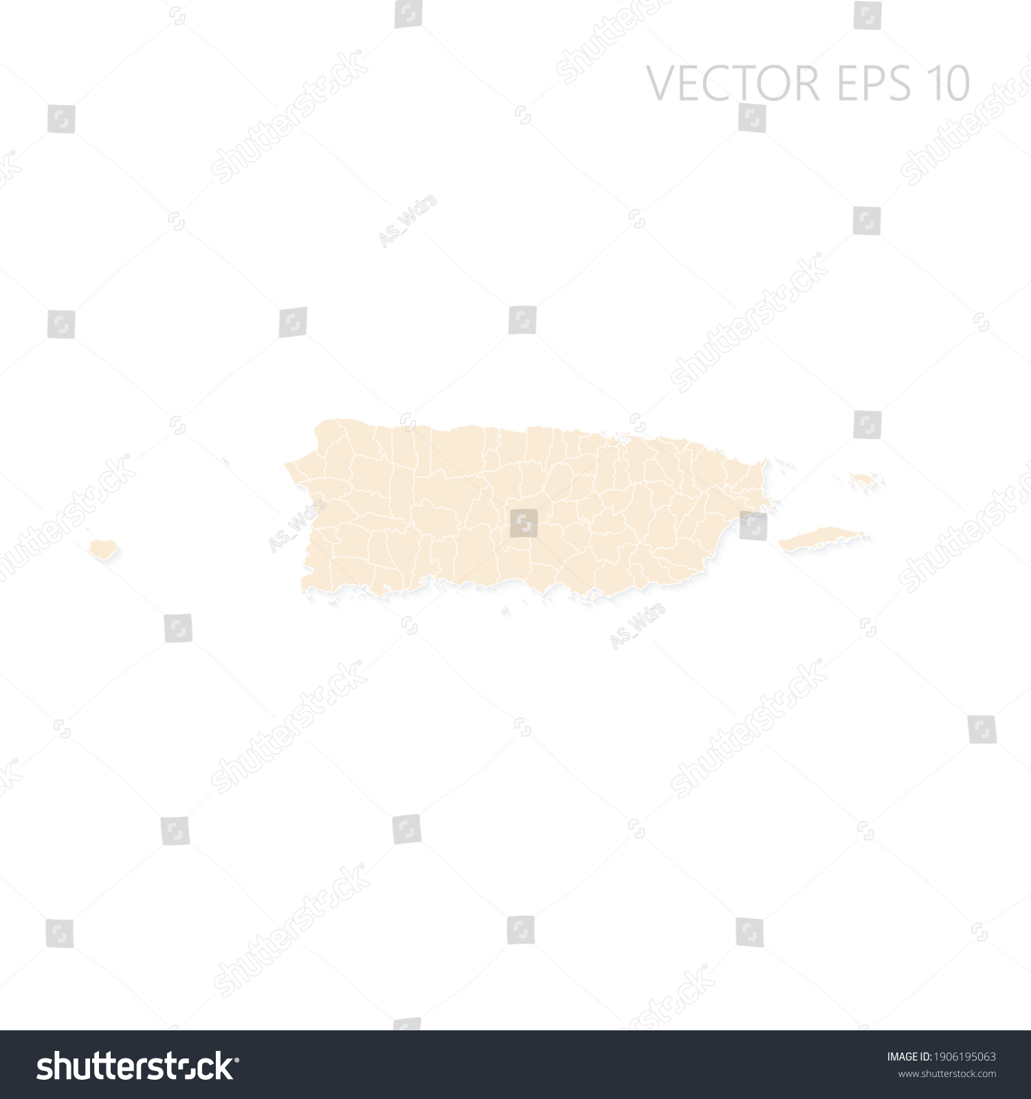 Blank Map Puerto Rico High Detailed Stock Vector (Royalty Free