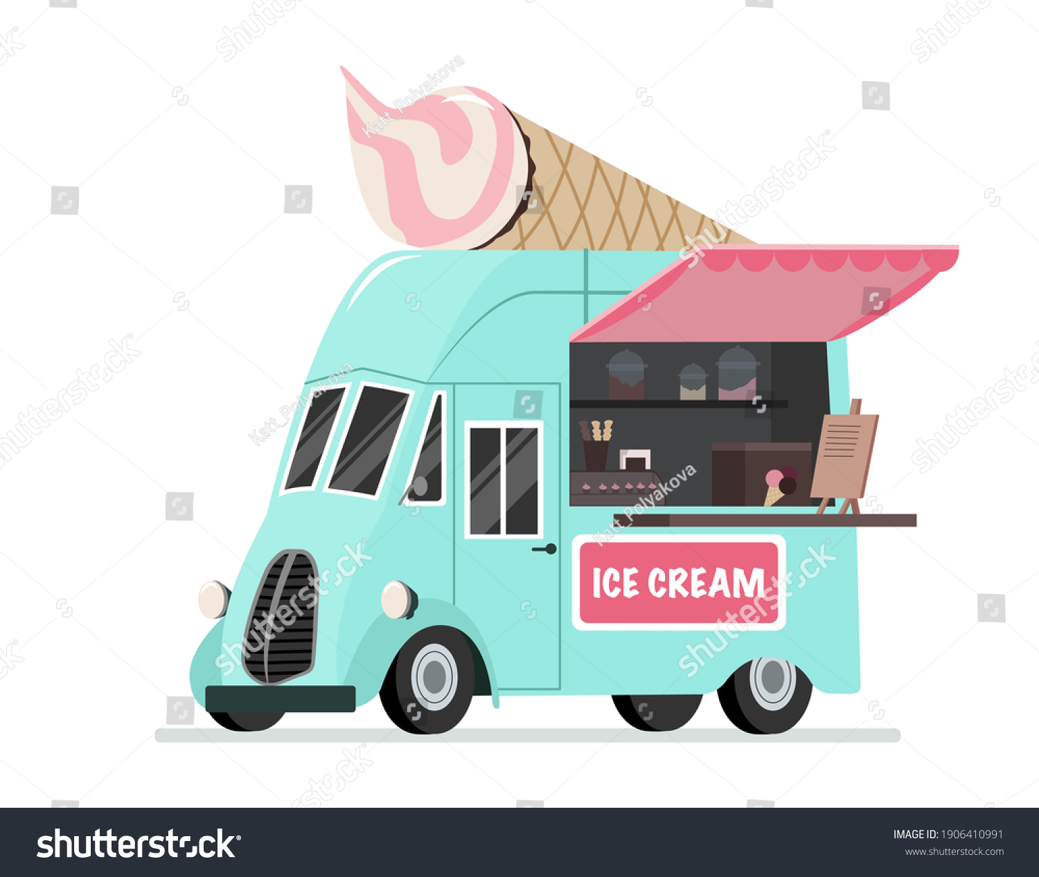 Ice Cream Truck Street Fast Food Stock Vector (Royalty Free) 1906410991 ...