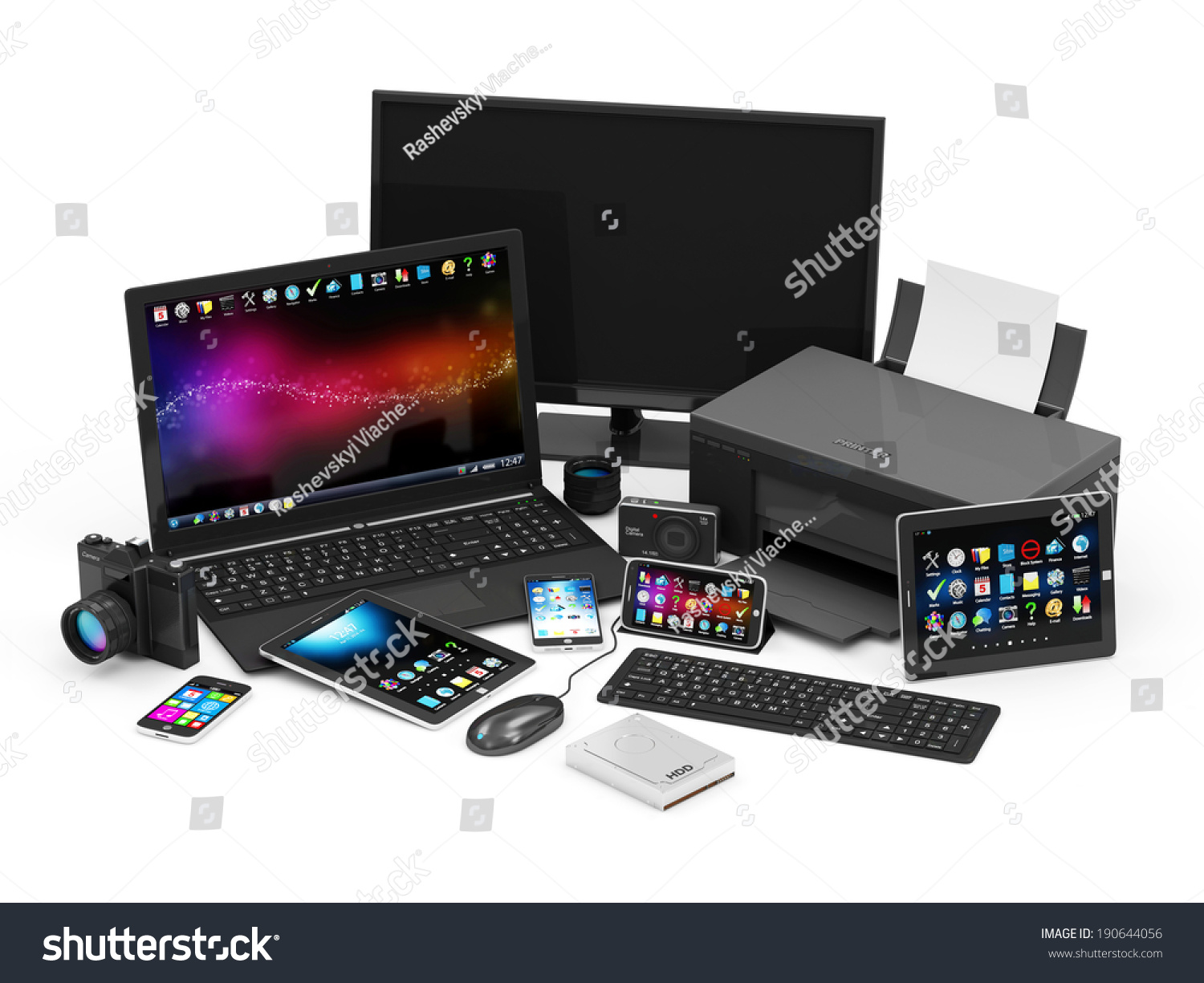 Group Office Equipment Laptop Monitor Tablet Stock ...