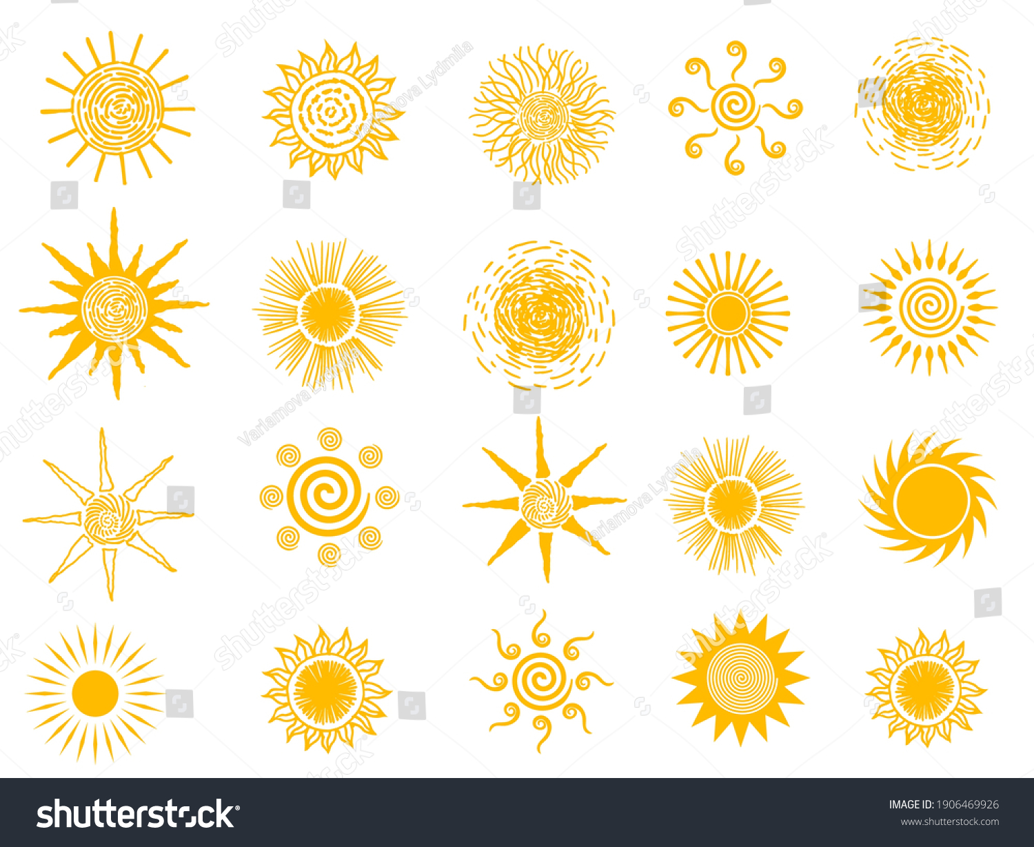 Sun Icons Vector Symbol Set Summer Stock Vector (Royalty Free ...