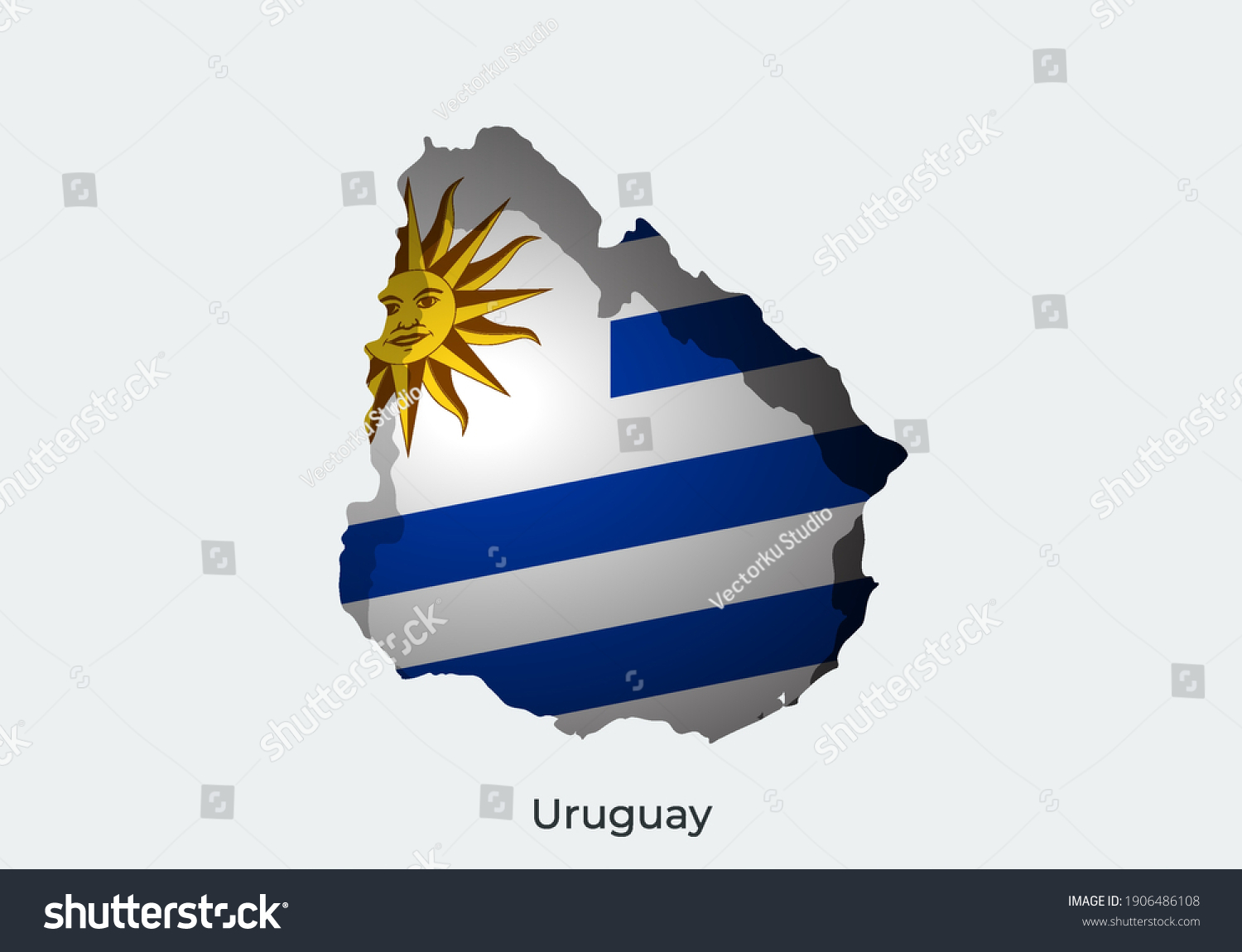 3d Paper Cut Map National Flag Stock Vector (Royalty Free) 1906486108 ...