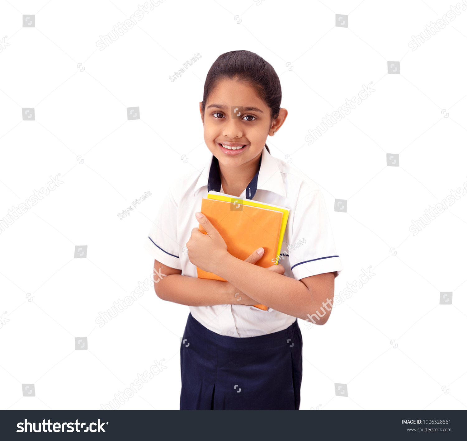 Portrait Happy Indian School Girl Wearing Stock Photo 1906528861 ...