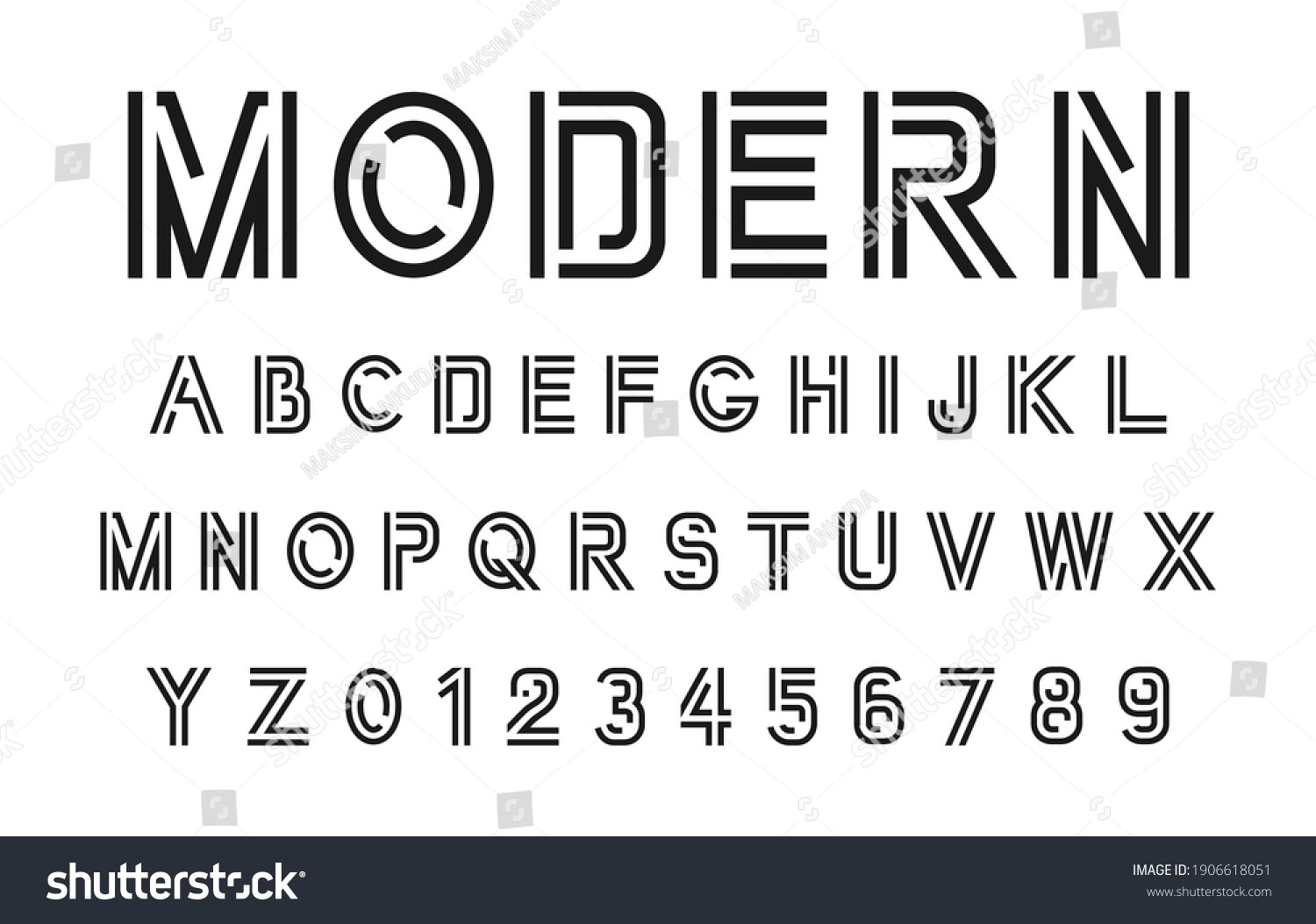 Vector Modern Font Alphabet Numbers Stock Vector (Royalty Free ...