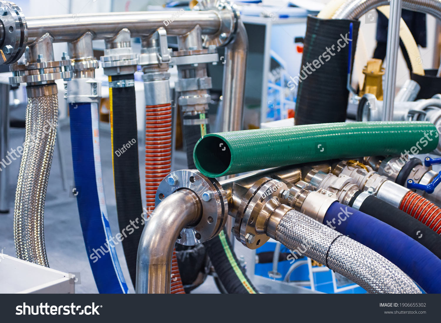 25 190 Hose Connections Images Stock Photos Vectors Shutterstock   Stock Photo Industrial And Hydraulic Hose Standard Hose Products For The Agricultural Food Processing 1906655302 