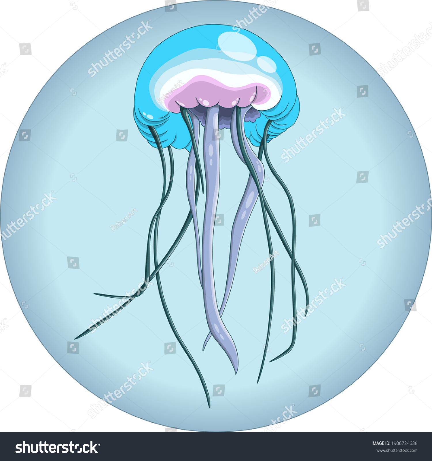 Vector Composition Blue Jellyfish Stock Vector (Royalty Free ...