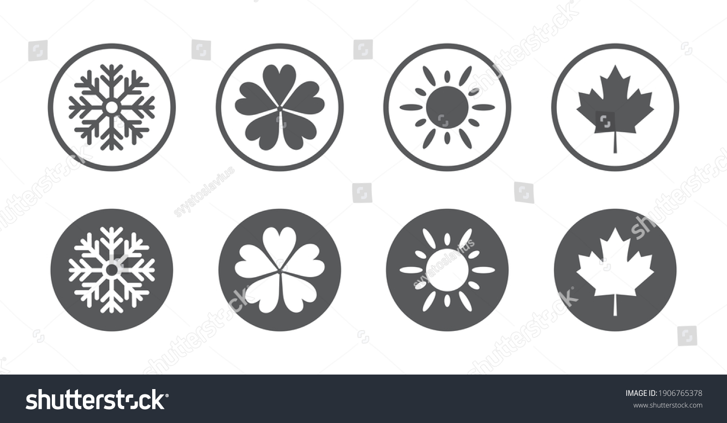 Four Seasons Year Icon Set Black Stock Vector Royalty Free 1906765378 Shutterstock 3897