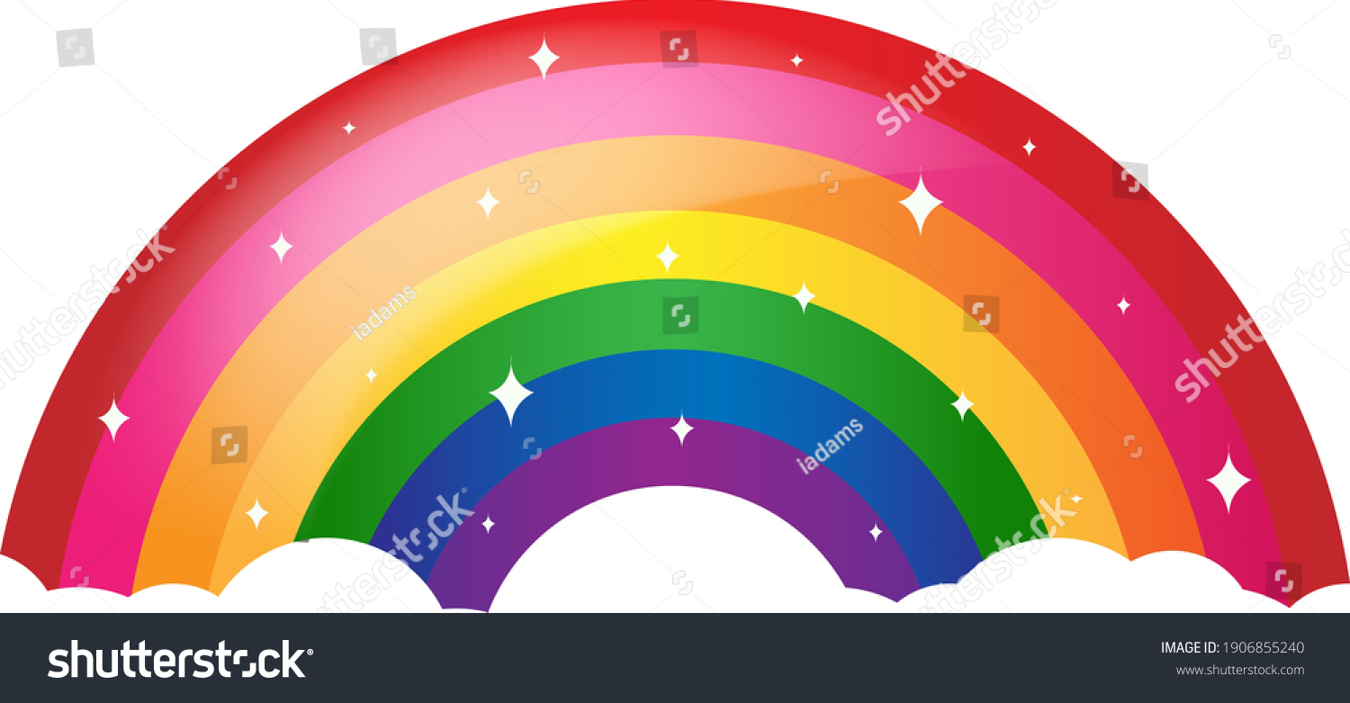 Cartoon Rainbow Stars White Background Gradient Stock Vector (royalty 