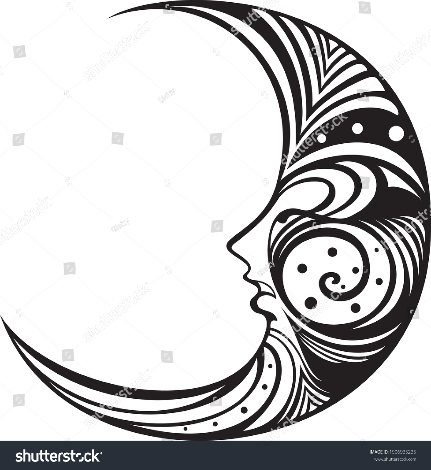 Handdrawn Vector Illustration Graphic Drawing Moon Stock Vector 