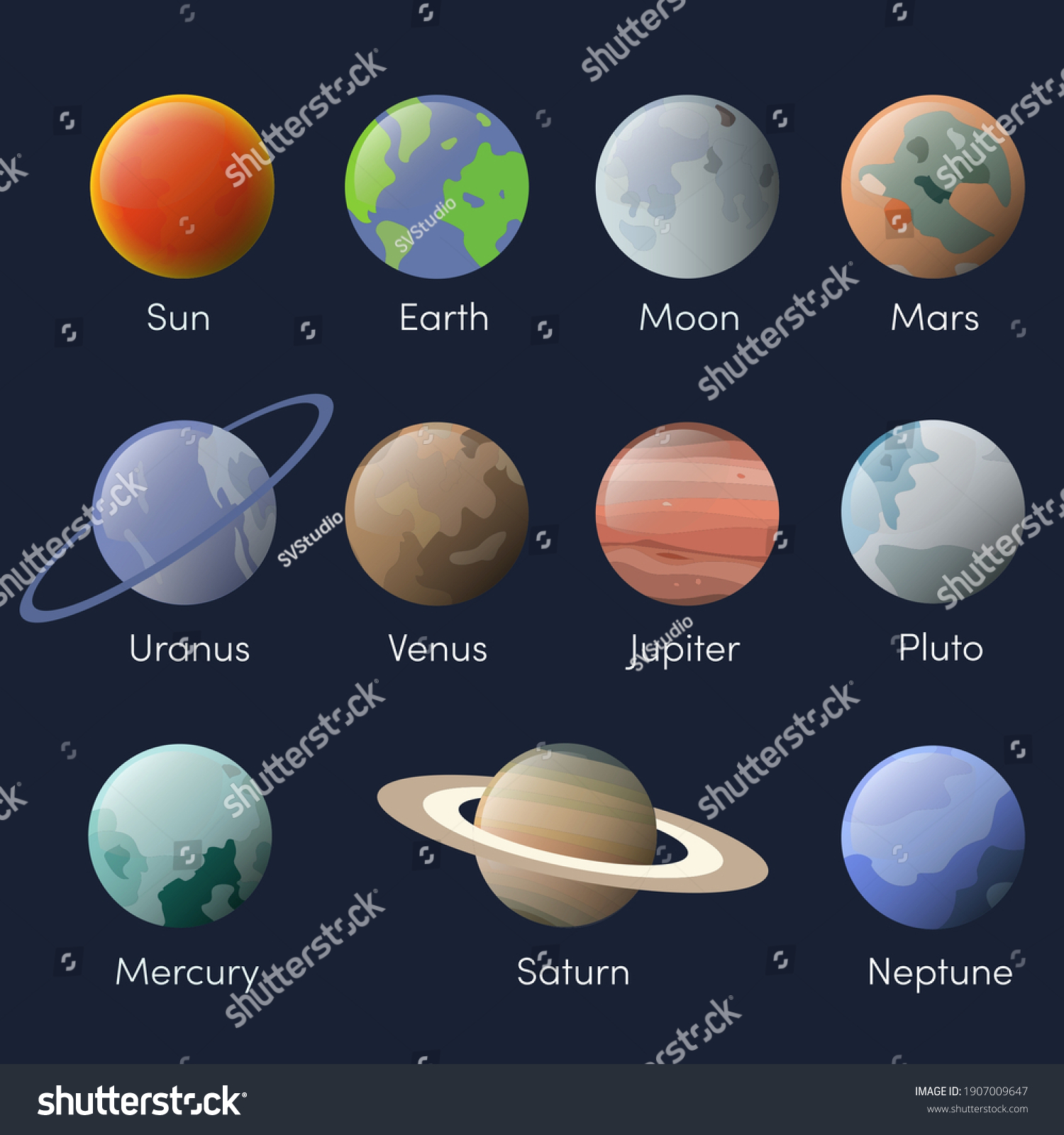 Cartoon Planets Set Solar System Isolated Stock Vector (Royalty Free ...