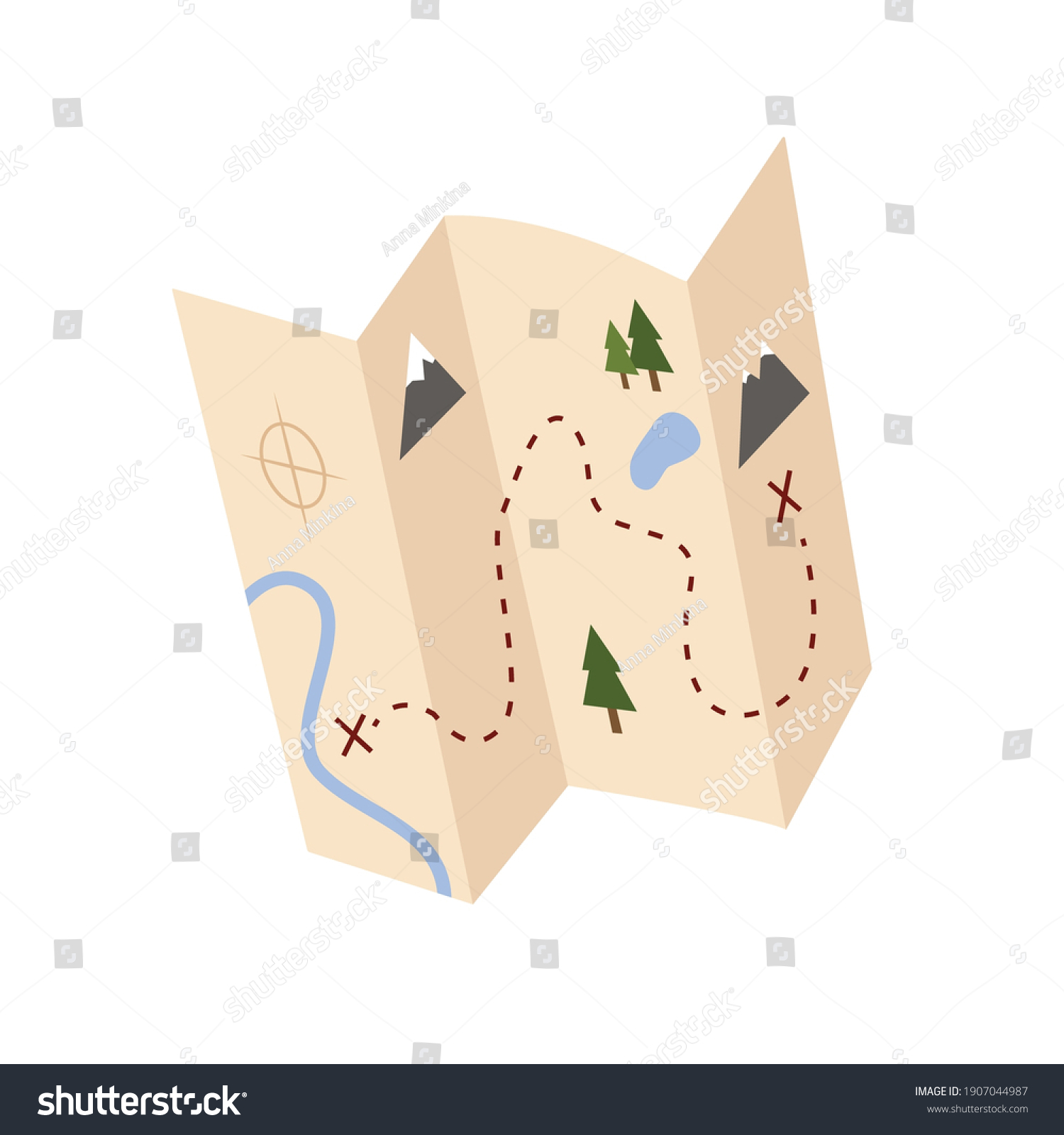 Treasure Map Vector Illustration Cartoonish Illustration Stock Vector ...