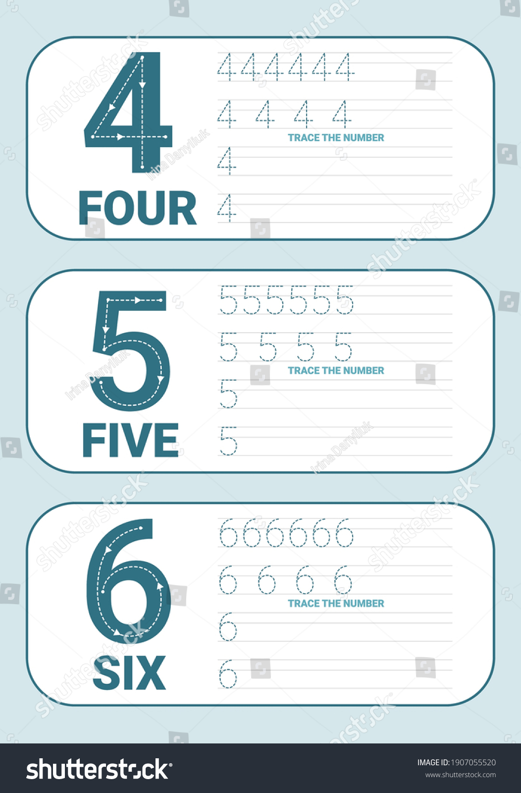 Number 110 Tracing Practice Worksheet All Stock Vector (Royalty Free