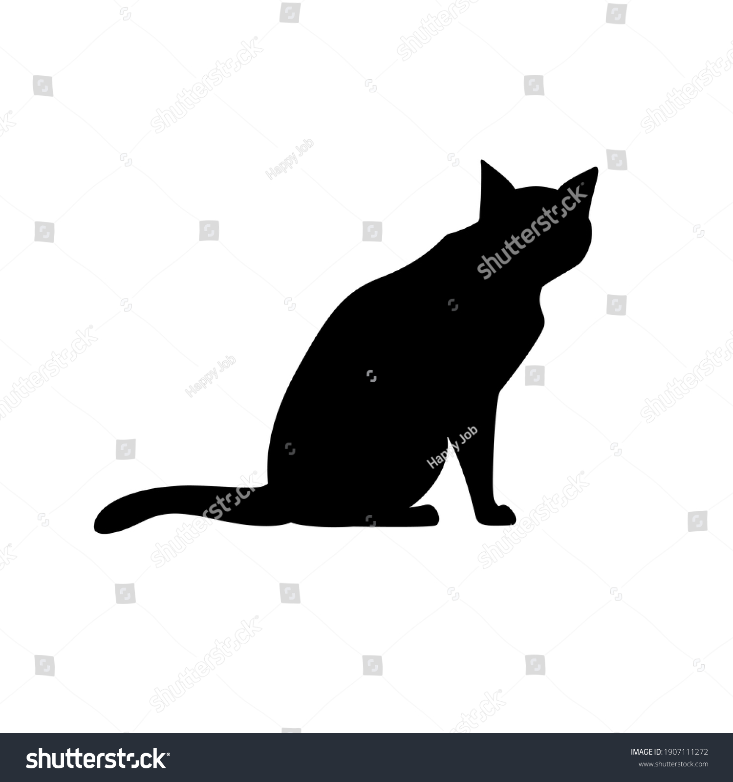 Black Cat Silhouette On White Background Stock Vector (royalty Free 