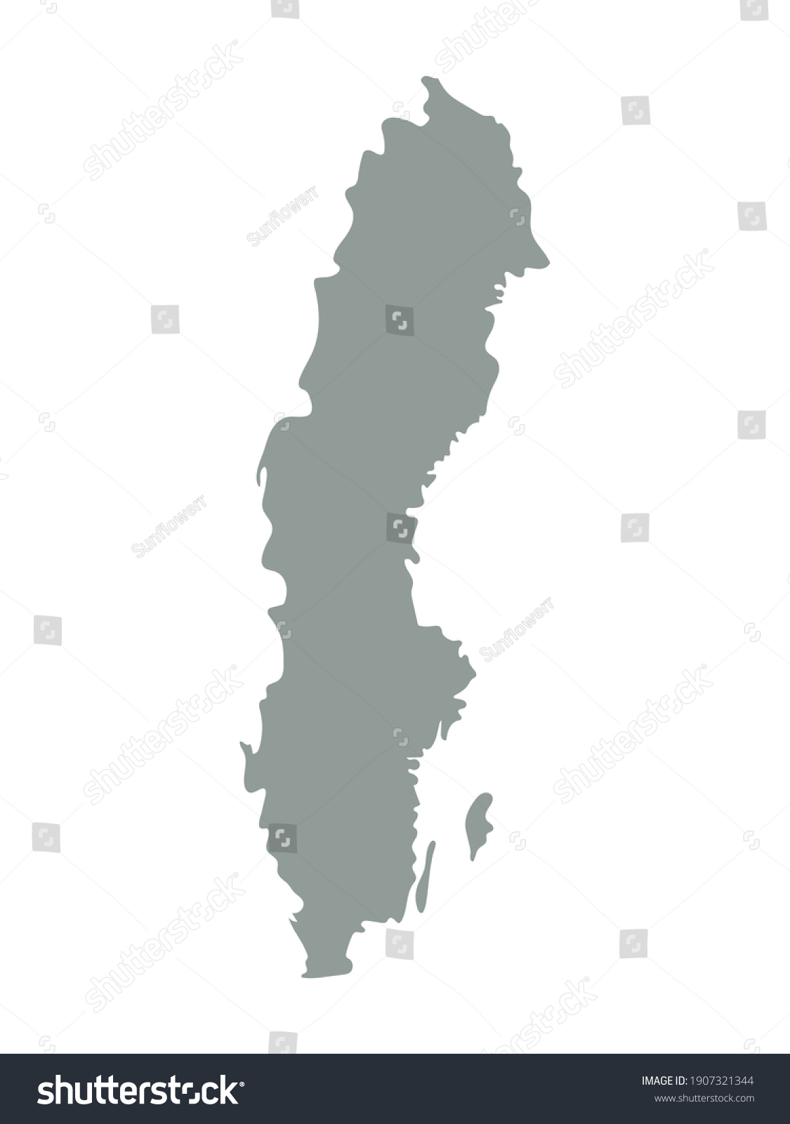 Sweden Blank Map Silhouette High Detailed Stock Vector Royalty Free   Stock Vector Sweden Blank Map Silhouette High Detailed Editable Gray Map Of Sweden European Country Borders 1907321344 