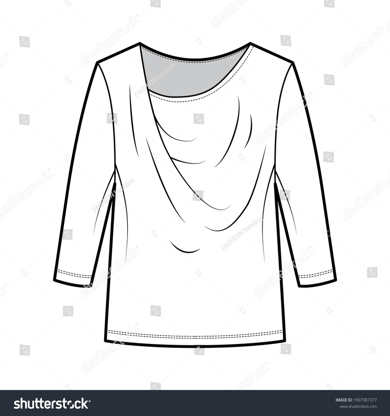 Tshirt Draped Technical Fashion Illustration Long Stock Vector (Royalty ...