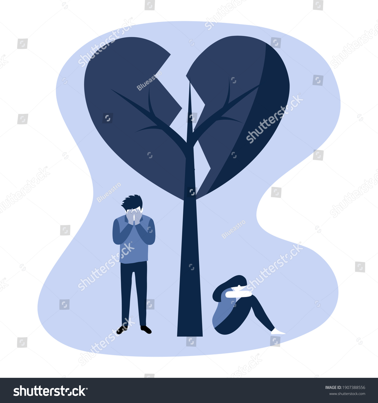 Broken Heart Concept Vector Illustration Sad Stock Vector (Royalty Free ...