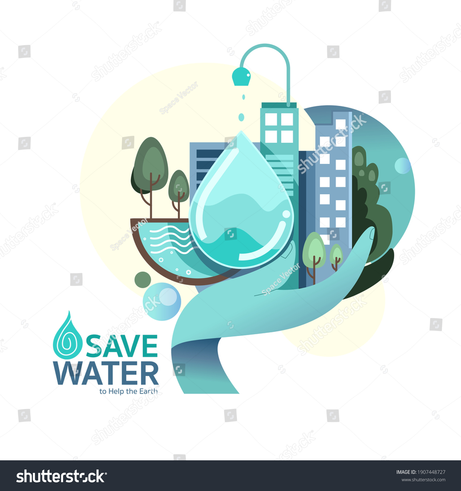 Save Water Help World Vector Concept Stock Vector (royalty Free 