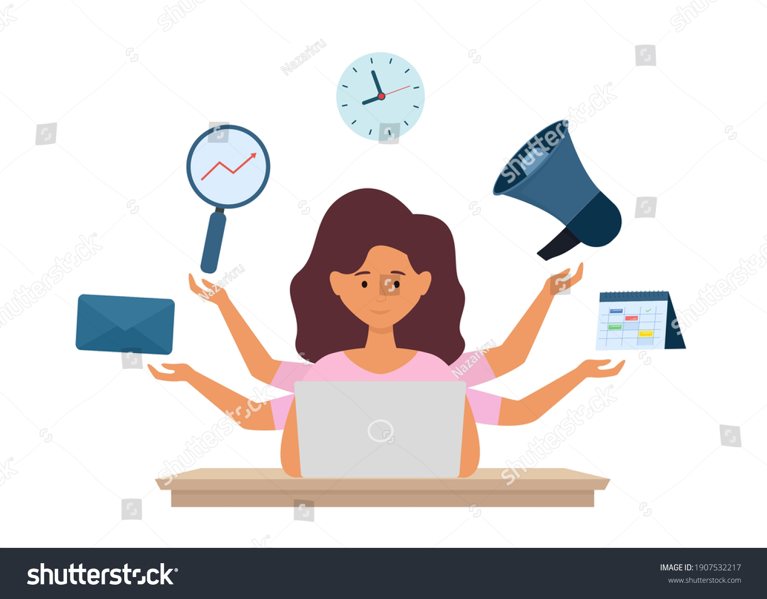 Multitasking Time Management Concept Multi Tasks Stock Vector (Royalty ...