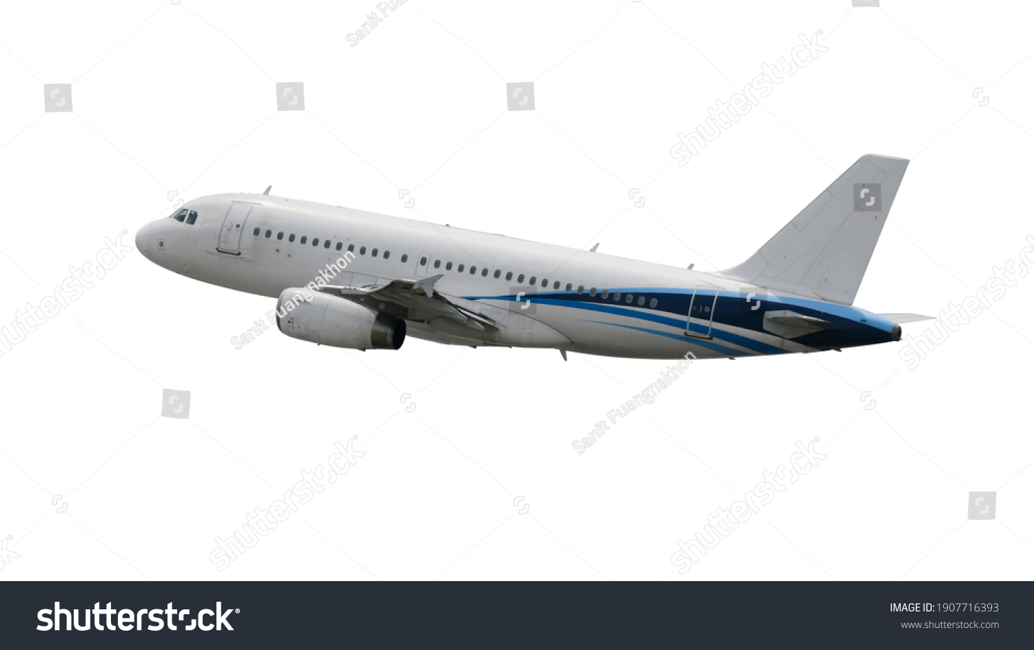 Airplane Two Jet Engine On Flying Stock Photo 1907716393 | Shutterstock