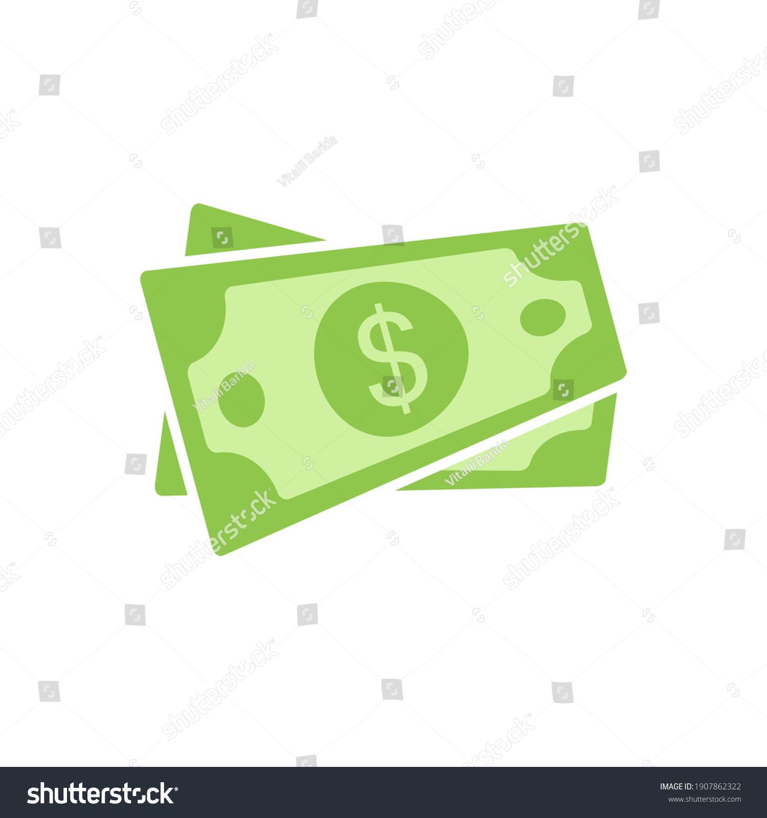 Dollar Cash Icon Currency Symbol Green Stock Vector (Royalty Free ...