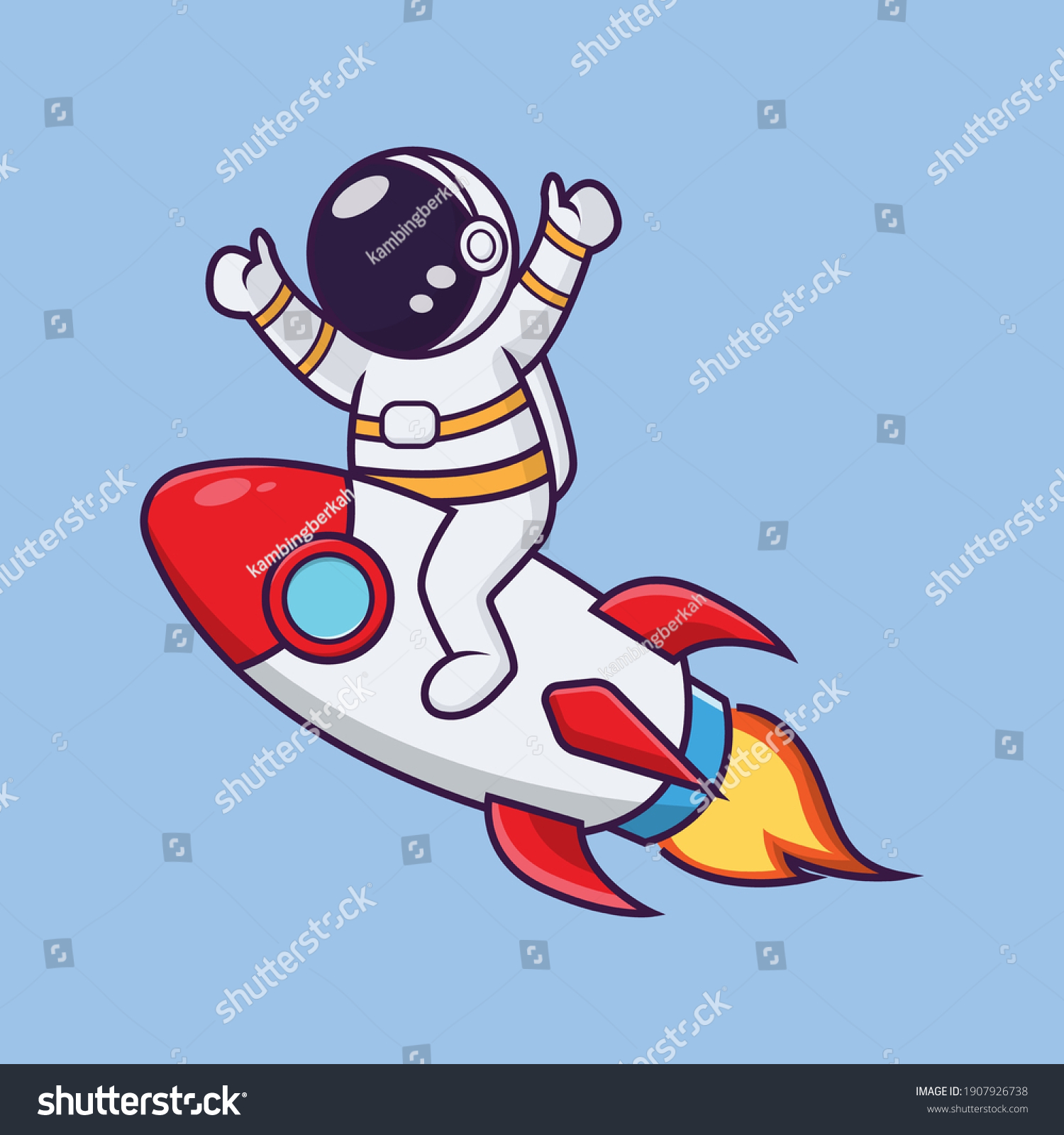 Cute Astronauts Ride Rocket Stok Vektör (Telifsiz) 1907926738 Shutterstock.