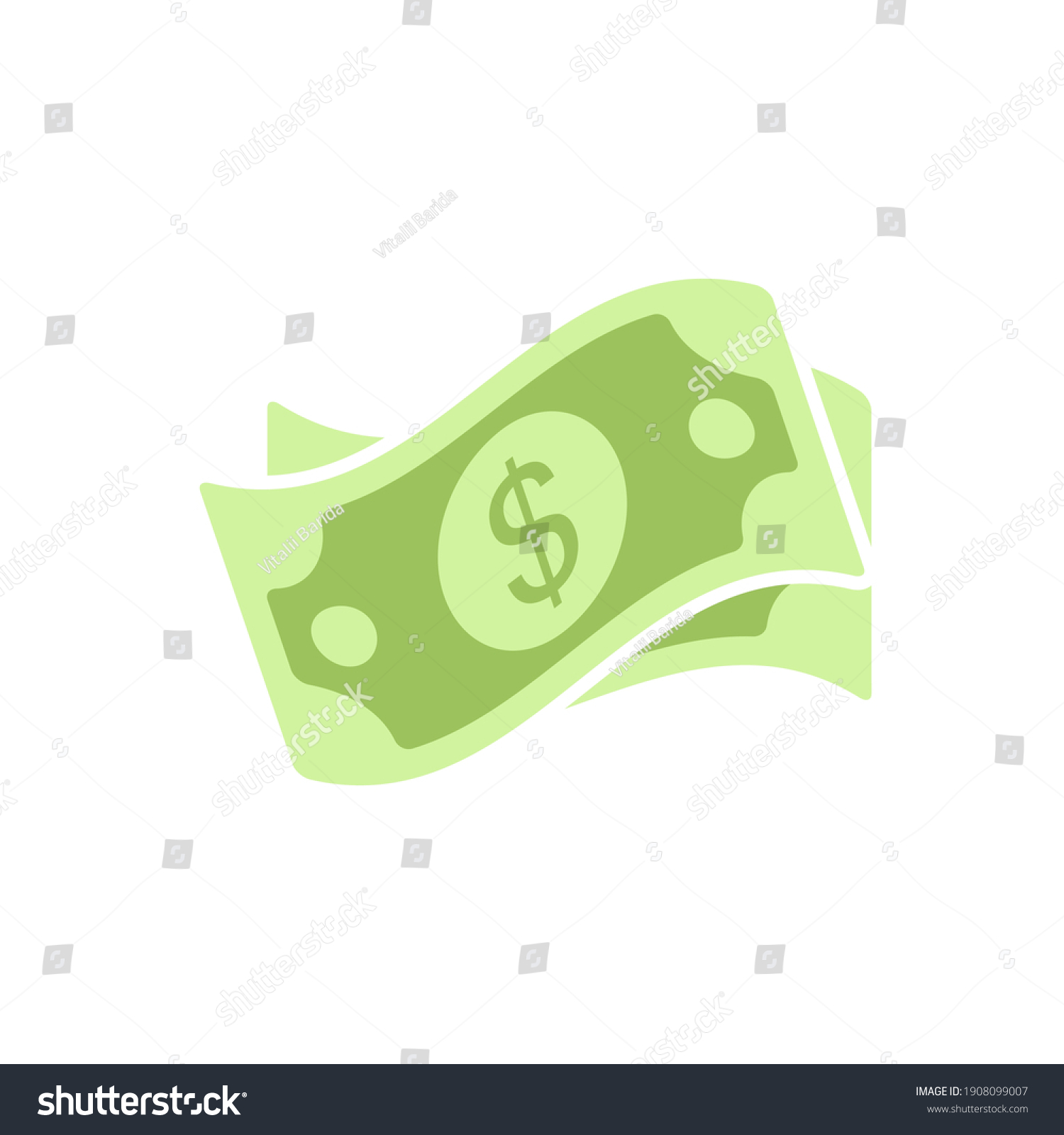 Dollar Cash Icon Currency Symbol Green Stock Vector (Royalty Free ...