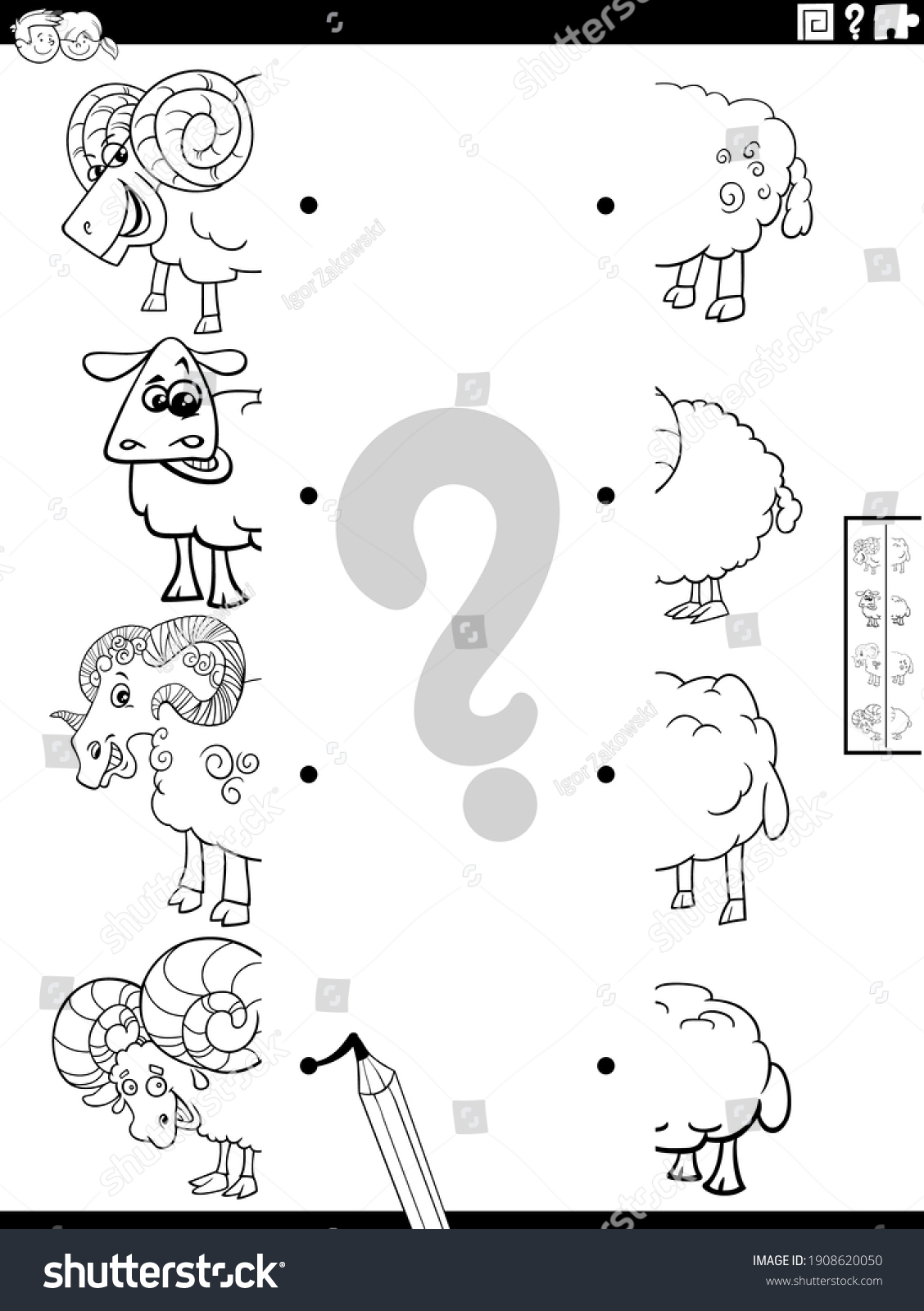 Black White Cartoon Illustration Educational Game Stock Vector (Royalty ...