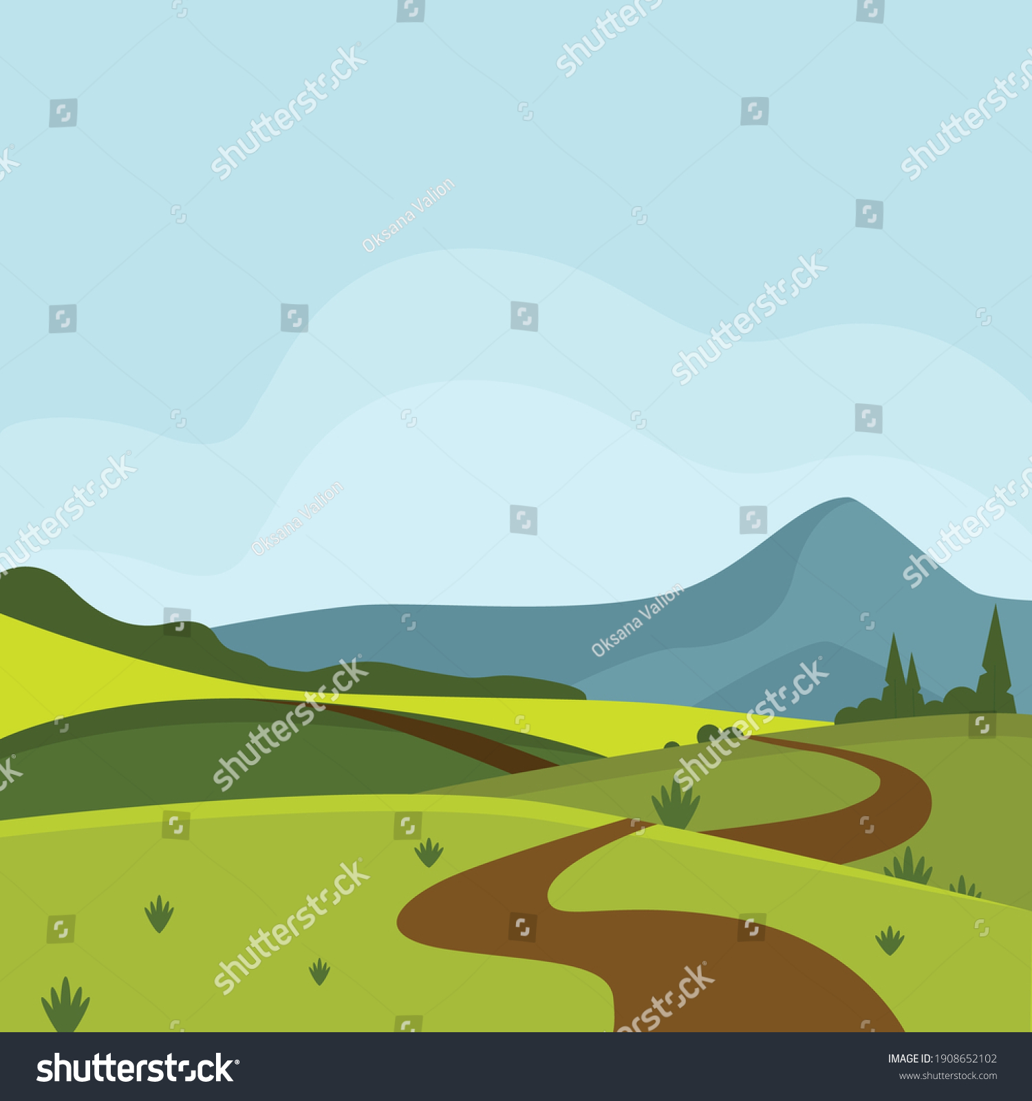 Nature Park Forest Outdoor Background Mountains Stock Vector (Royalty ...