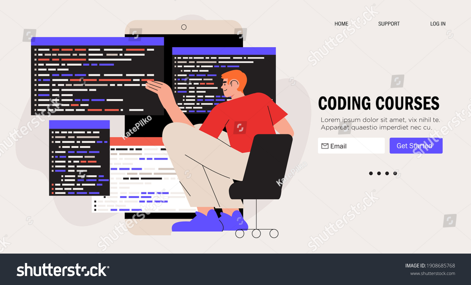 Programmer Working On Web Development On Stock Vector (Royalty Free ...