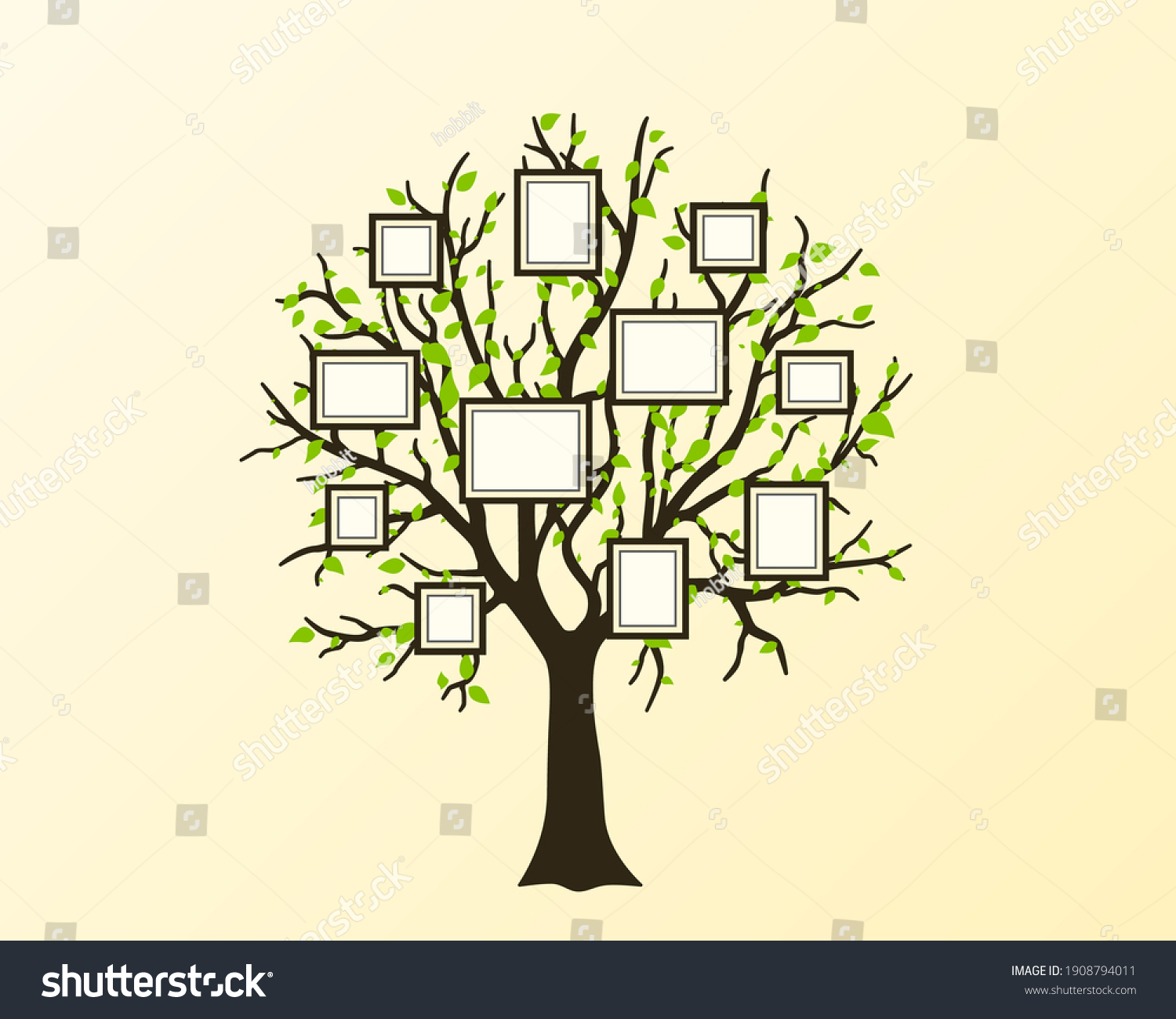 Frame Tree Family Vintage Nature Print Stock Vector (Royalty Free ...