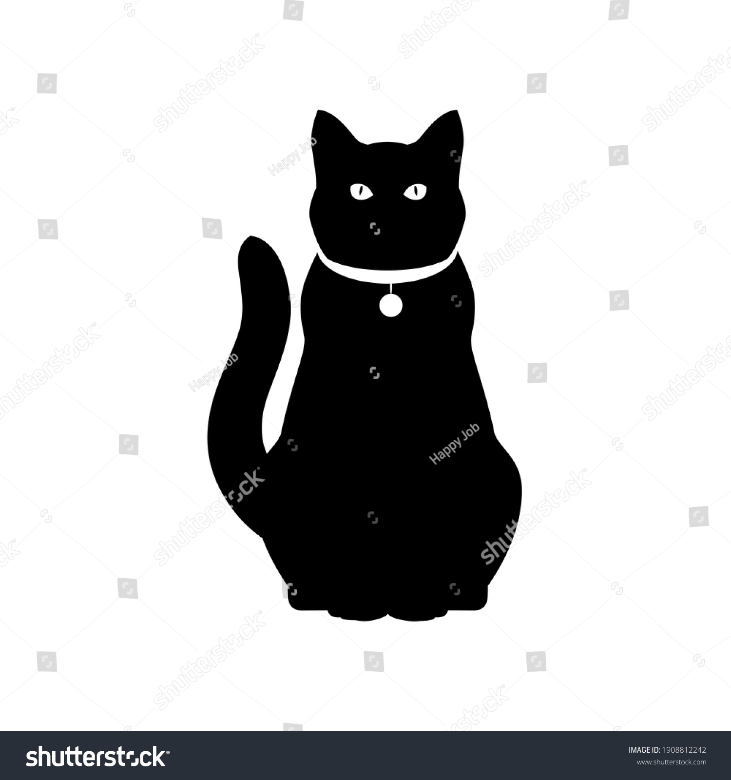 Black Cat Silhouette On White Background Stock Vector (Royalty Free ...