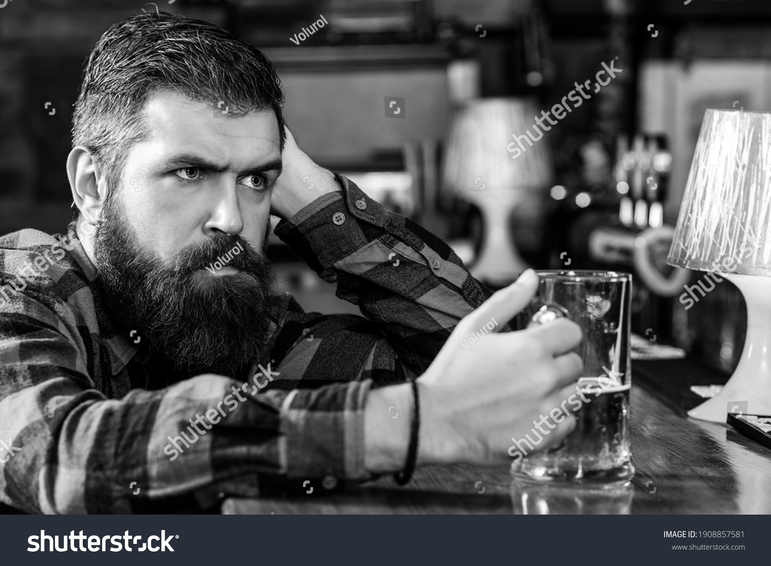 Sad Man Drinking Beer Pub Single Stock Photo 1908857581 | Shutterstock