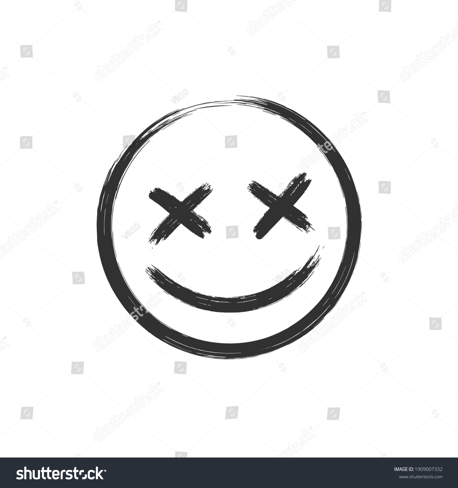 Vector Scary Hand Drawn Dead Emoji Stock Vector (Royalty Free ...