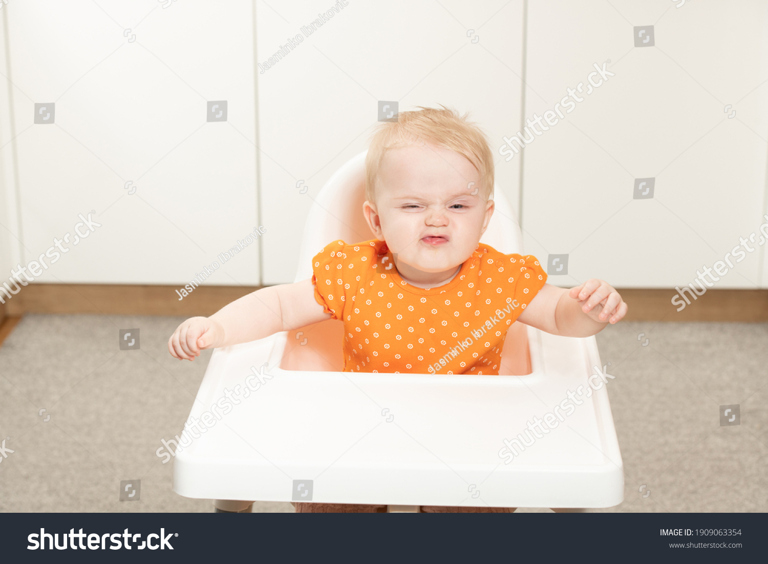 Little Baby Girl Sit On Chair Stock Photo 1909063354 | Shutterstock