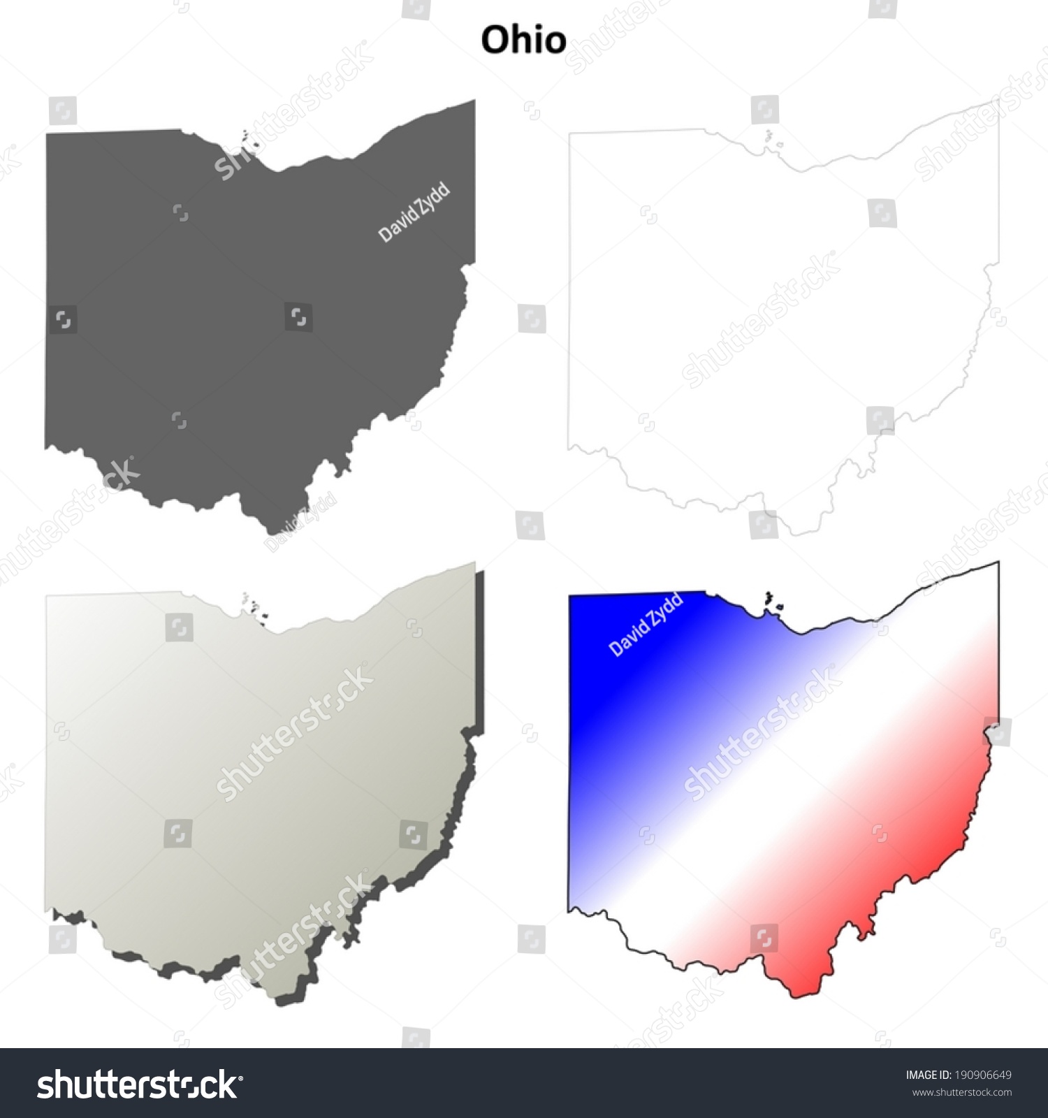 Ohio Outline Map Set Vector Version Stock Vector Royalty Free   Stock Vector Ohio Outline Map Set Vector Version 190906649 