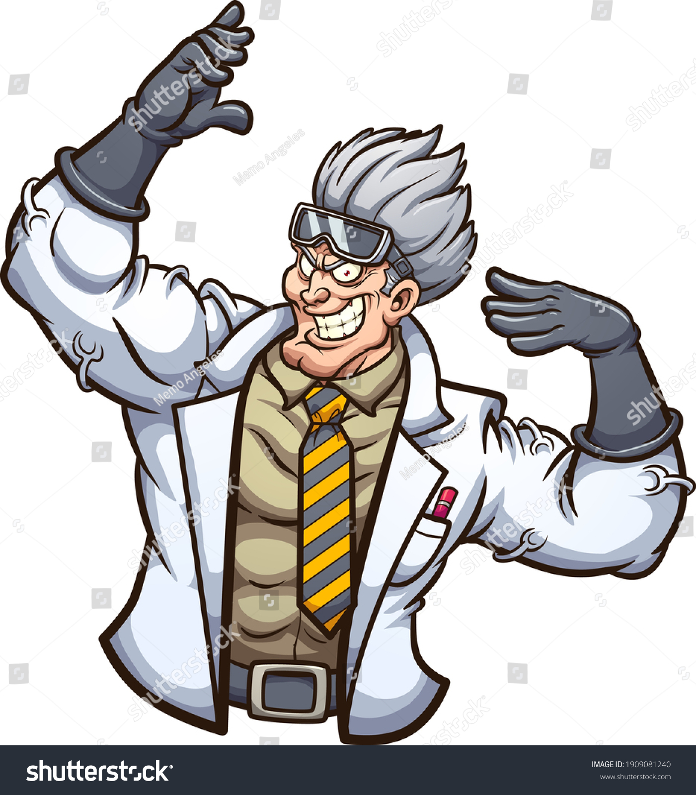 Strong Evil Scientist Posing Arms Vector Stock Vector (Royalty Free ...