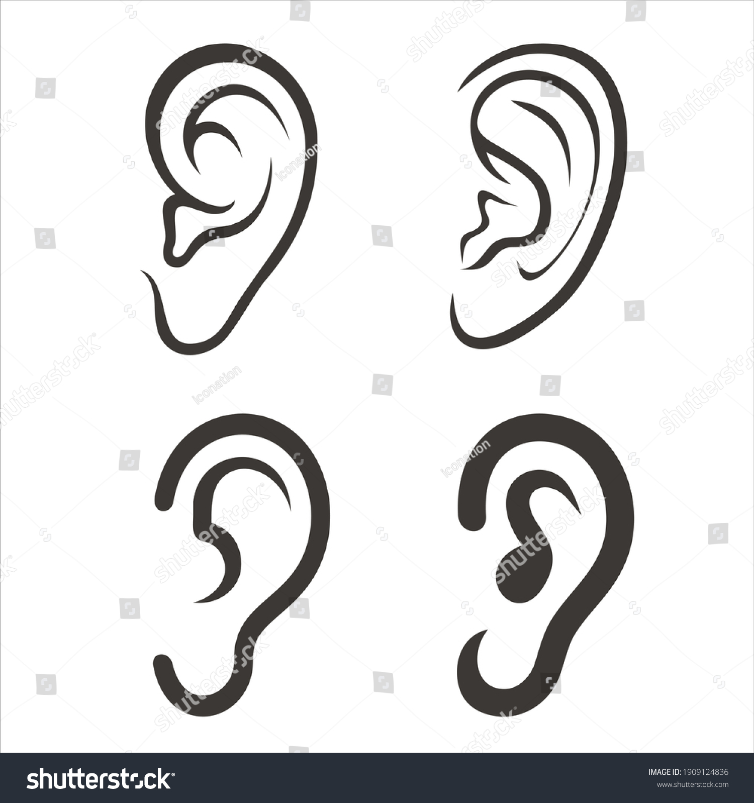 Ear Illustration Collection Sense Hearing Concept Stock Vector (Royalty ...