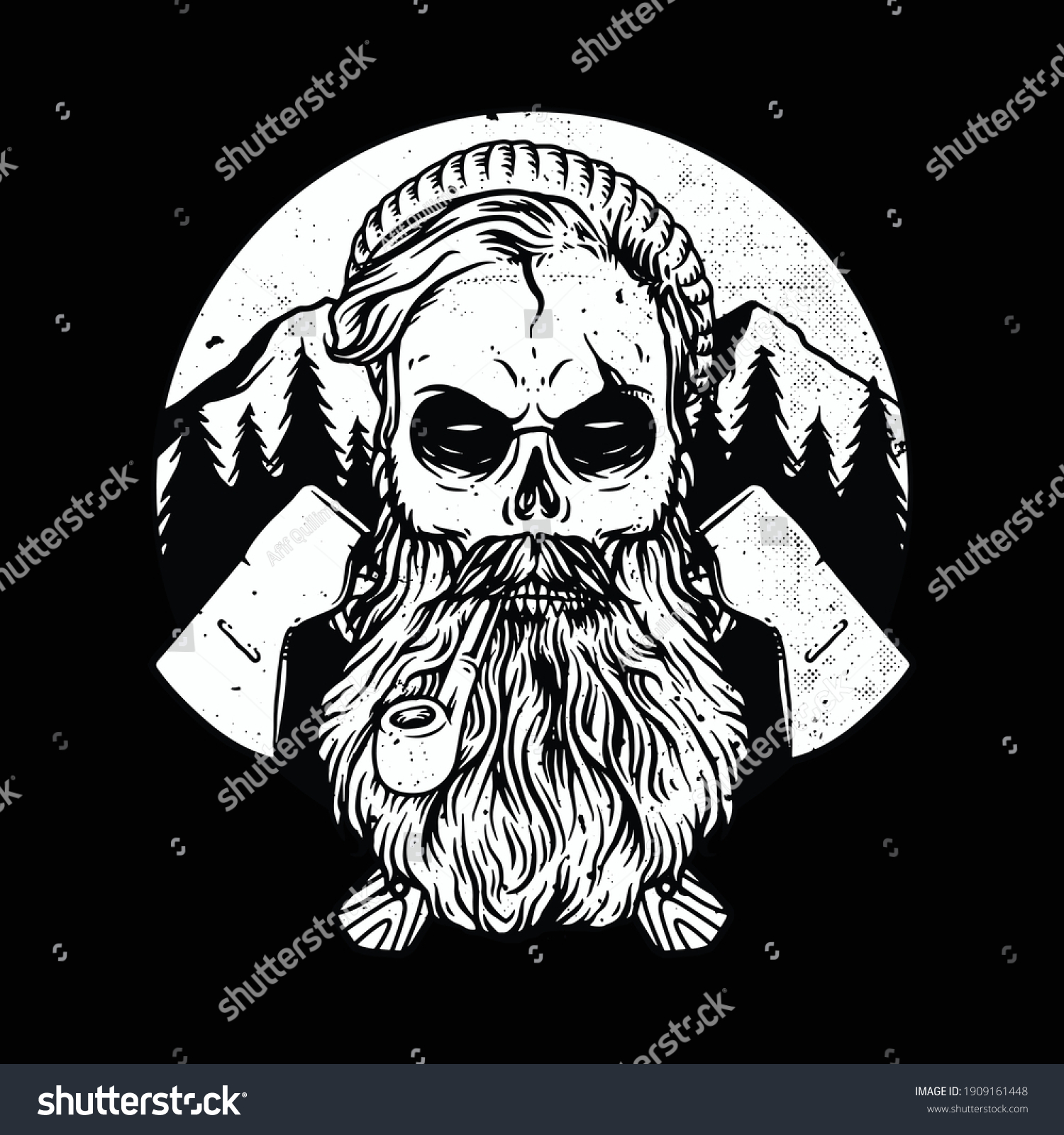 Woodman Skull Horror Graphic Illustration Vector Stock Vector (Royalty ...