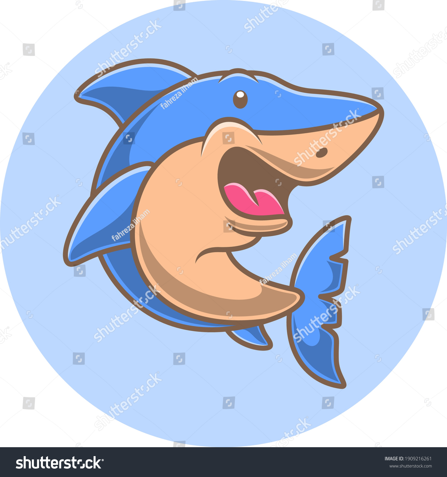 Cute Shark Cartoon Vector Illustration Stock Vector Royalty Free 1909216261 Shutterstock 4138