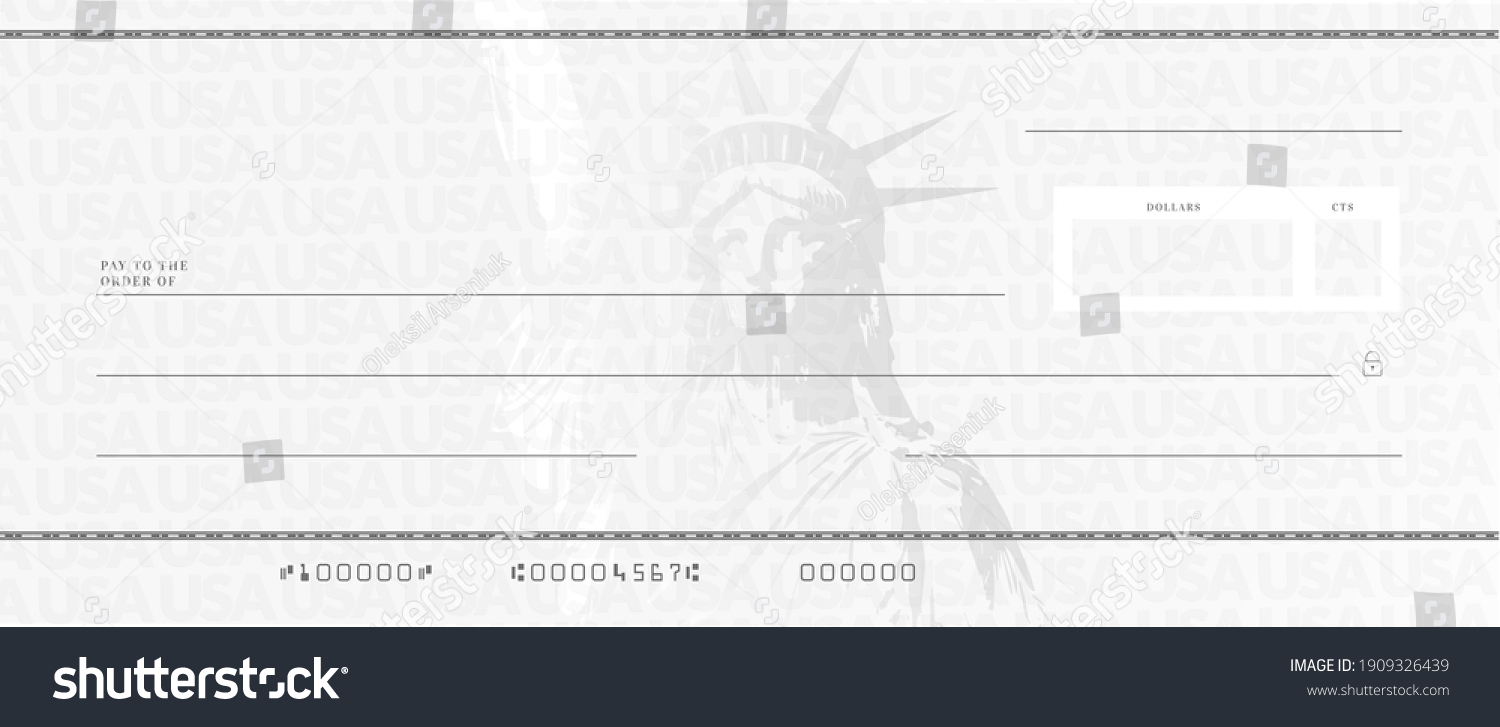 Blank Stimulus Check Template Fake Money Stock Vector (Royalty Free ...