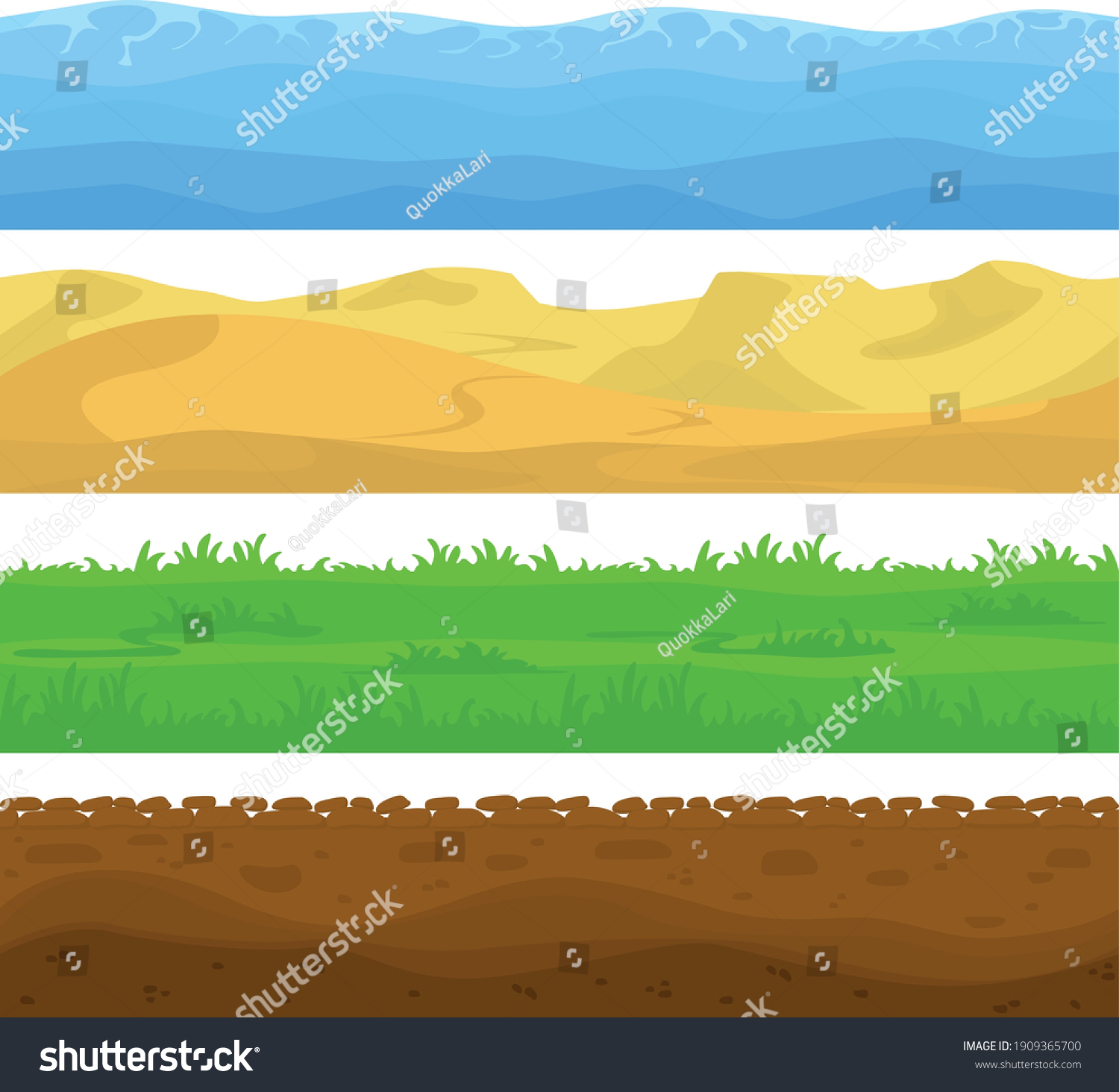 Set Land Surface Types Sand Dunes Stock Vector (Royalty Free