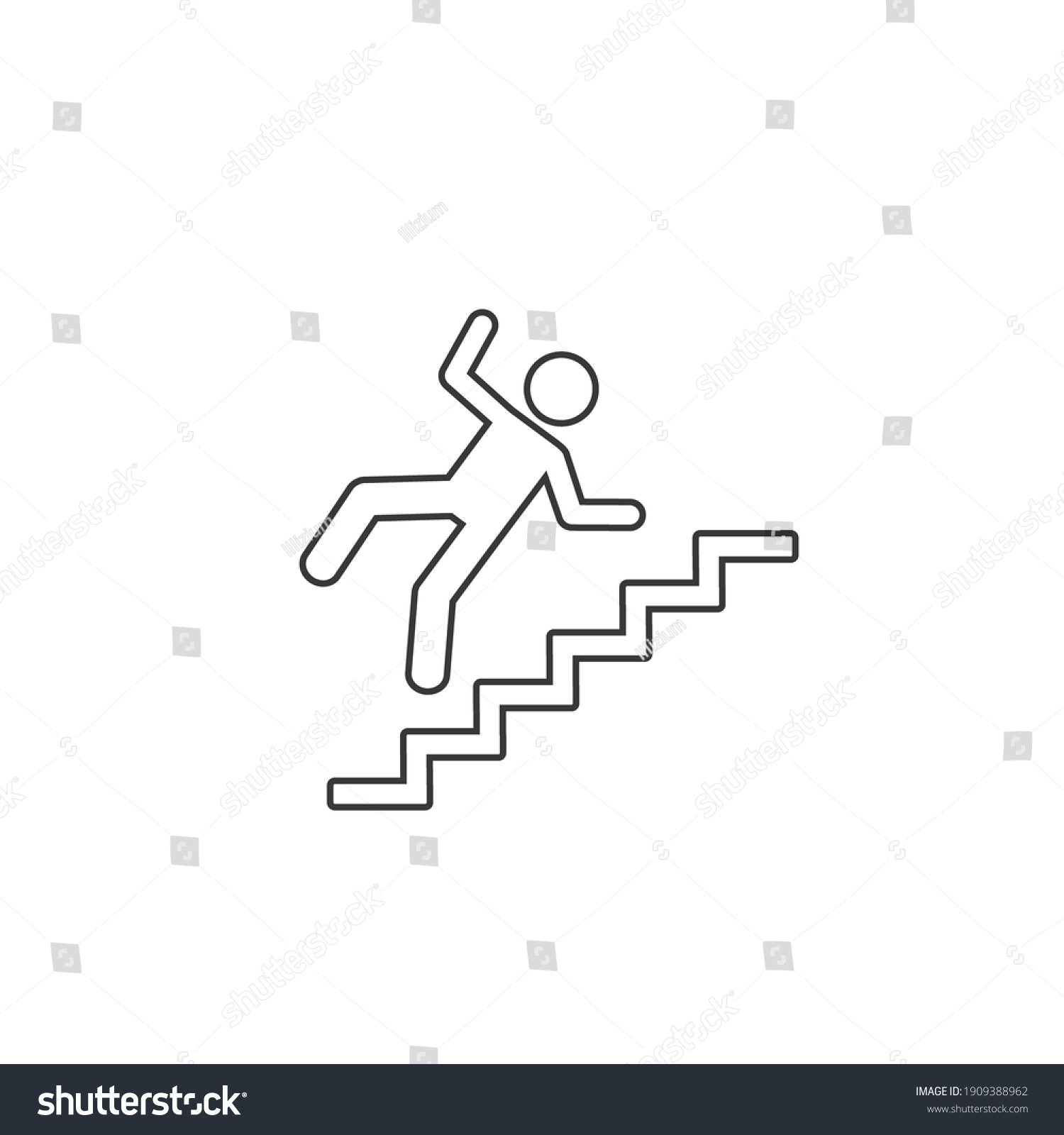 Warning Sign Risk Falling Stairs Vector Stock Vector (Royalty Free ...