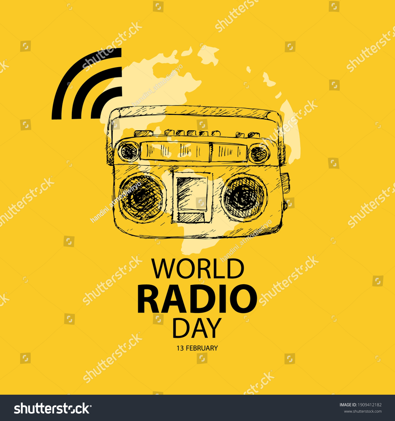 World Radio Day Poster Concept February Stock Vector (Royalty Free