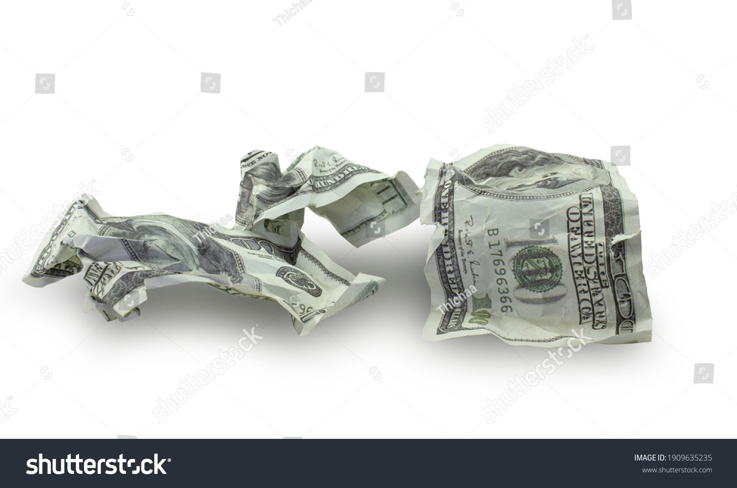 Money Crushed One Hundred Dollar Bills Stock Photo 1909635235 ...