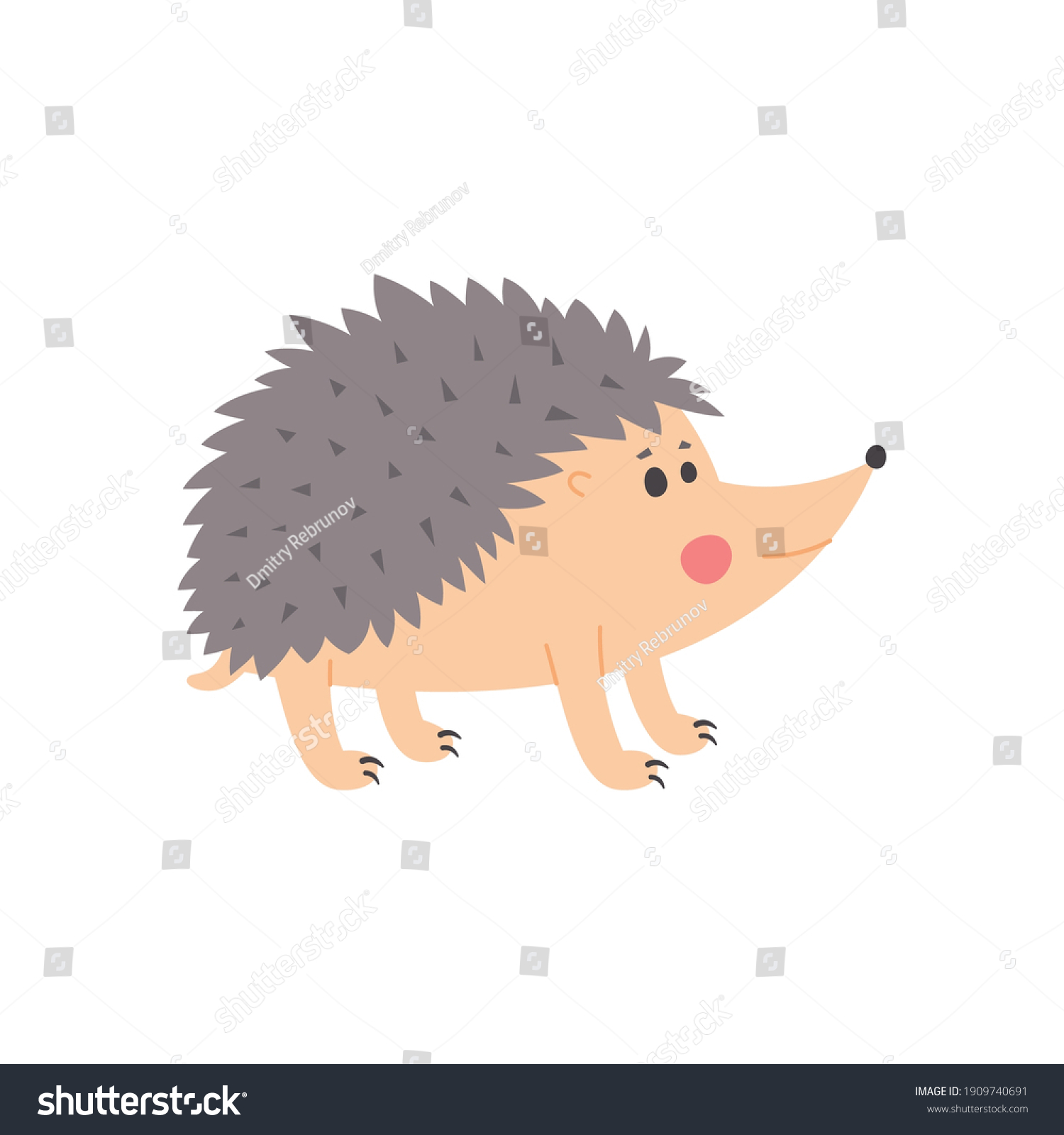 Vector Illustration Cute Hedgehog Isolated On Stock Vector (Royalty ...