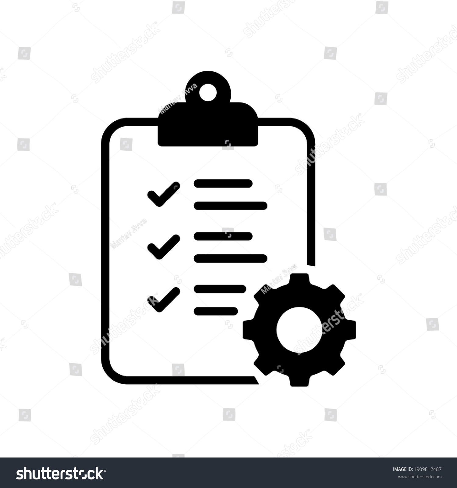 Clipboard Gear Icon Project Management Concept Stock Vector (Royalty ...