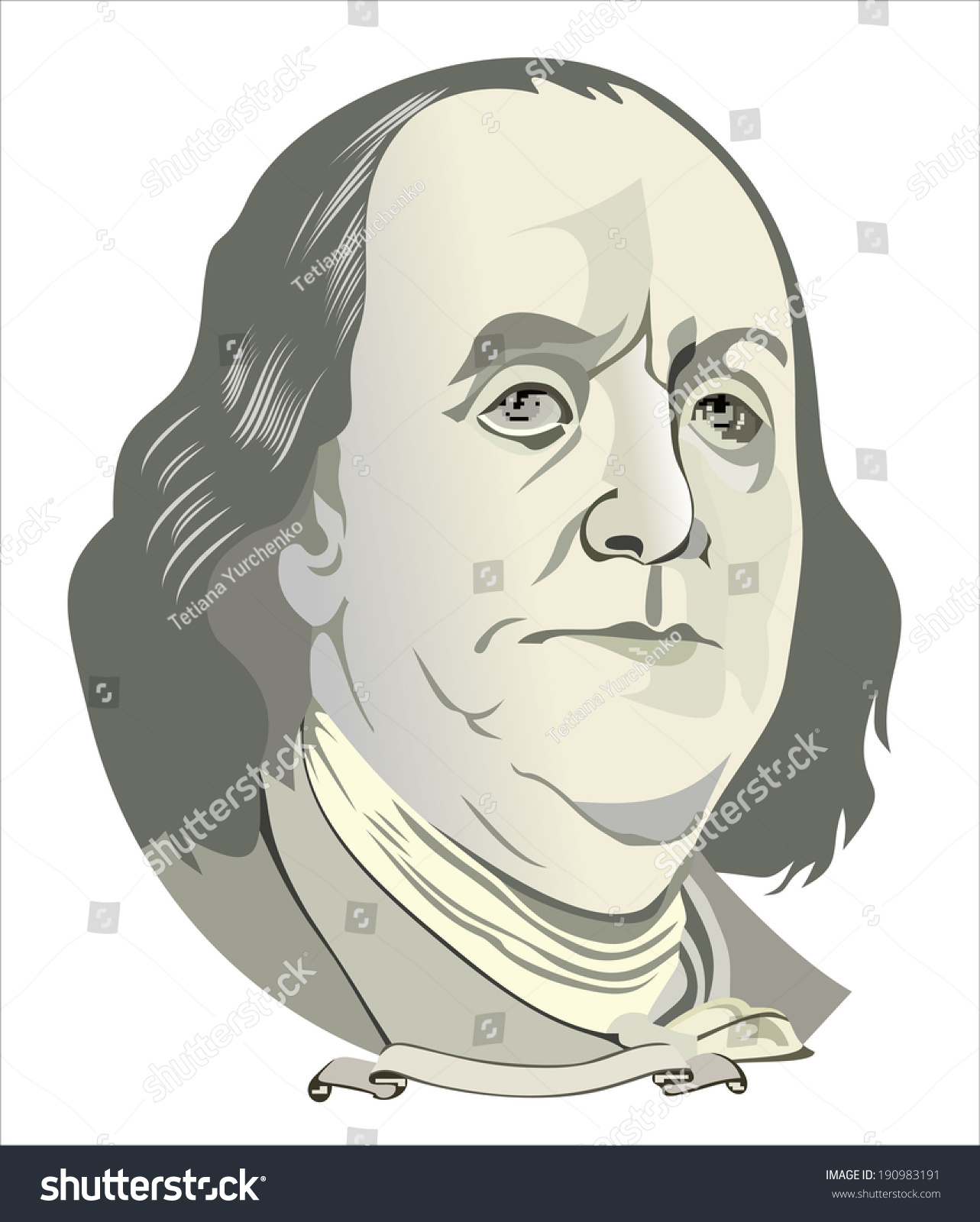 Portrait Benjamin Franklin Stock Vector (Royalty Free) 190983191 ...